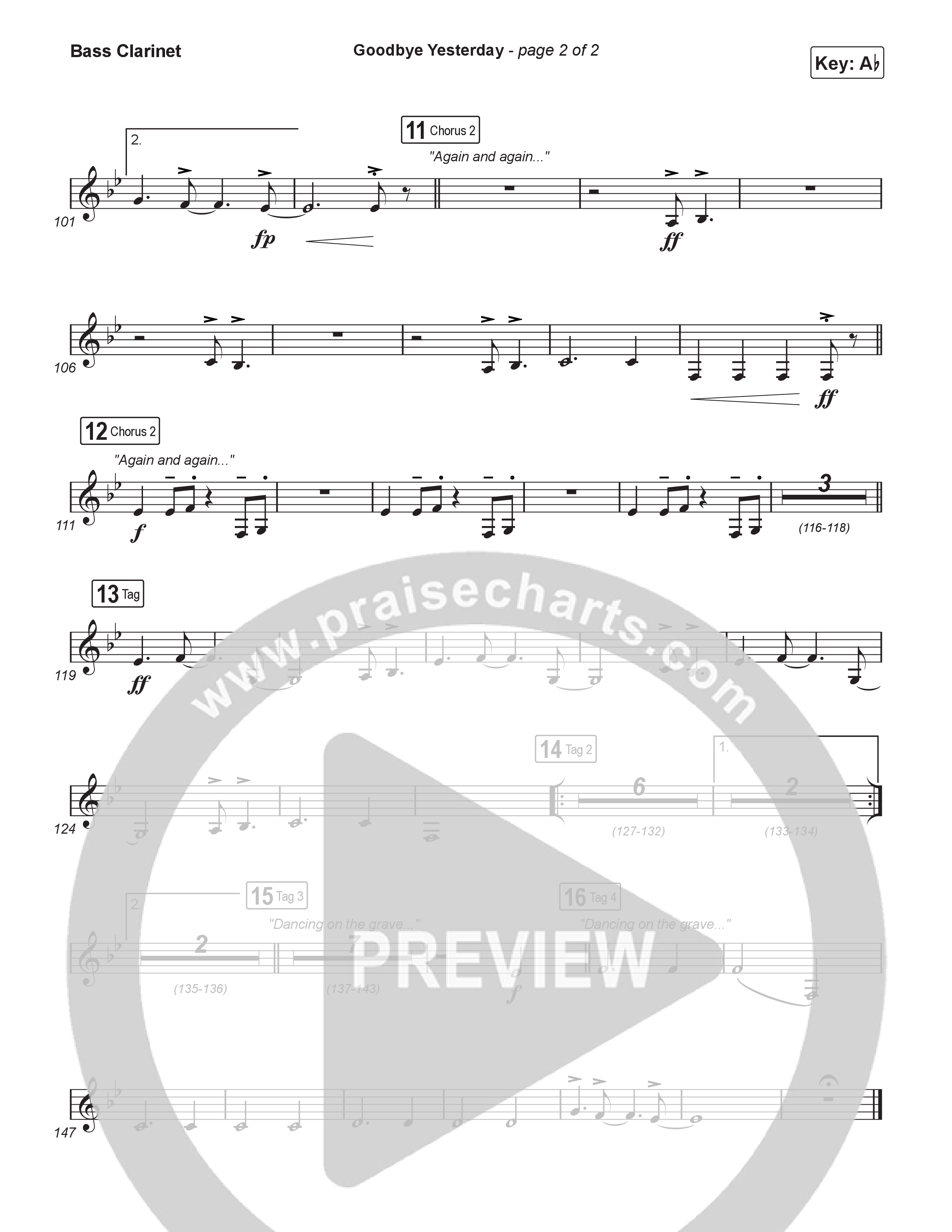 Goodbye Yesterday (Choral Anthem SATB) Bass Clarinet (ELEVATION RHYTHM / Arr. Luke Gambill)