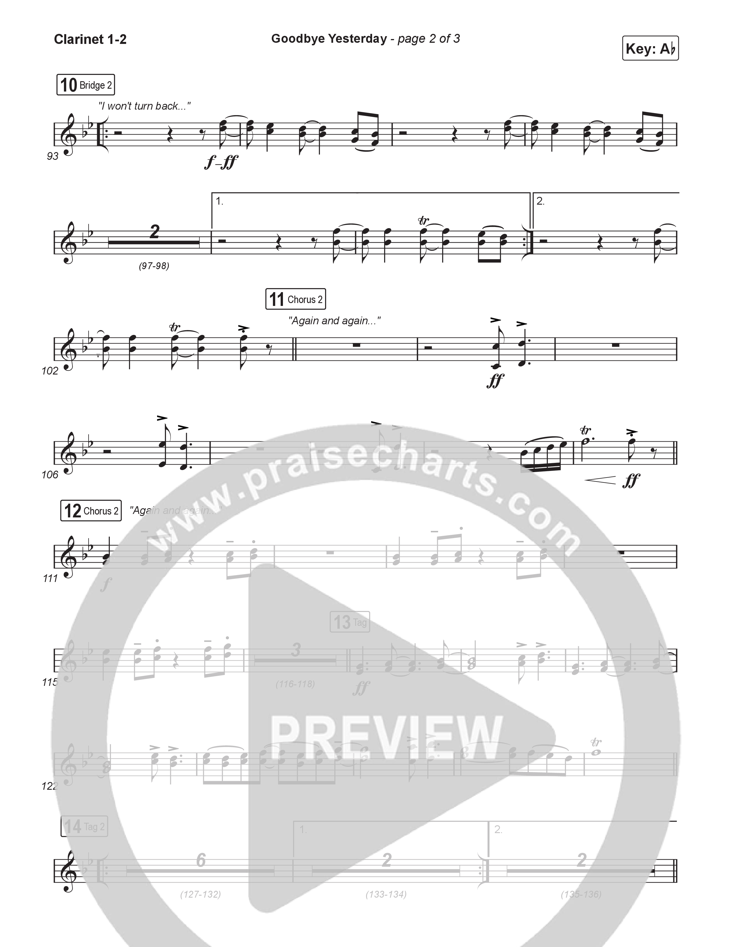 Goodbye Yesterday (Choral Anthem SATB) Clarinet 1,2 (ELEVATION RHYTHM / Arr. Luke Gambill)