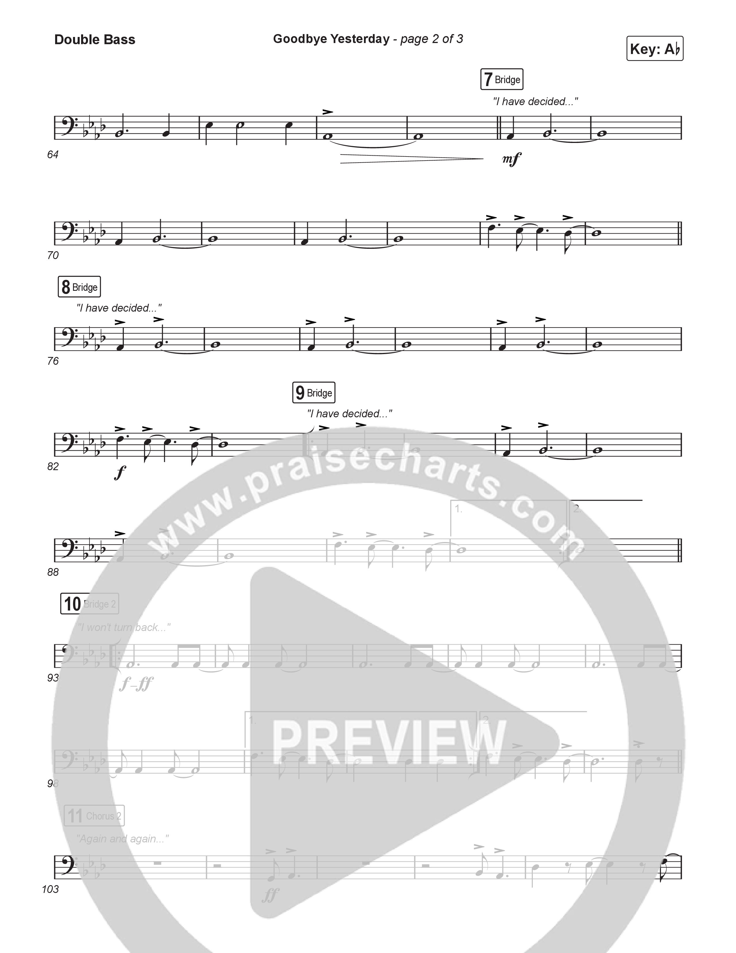 Goodbye Yesterday (Choral Anthem SATB) String Bass (ELEVATION RHYTHM / Arr. Luke Gambill)