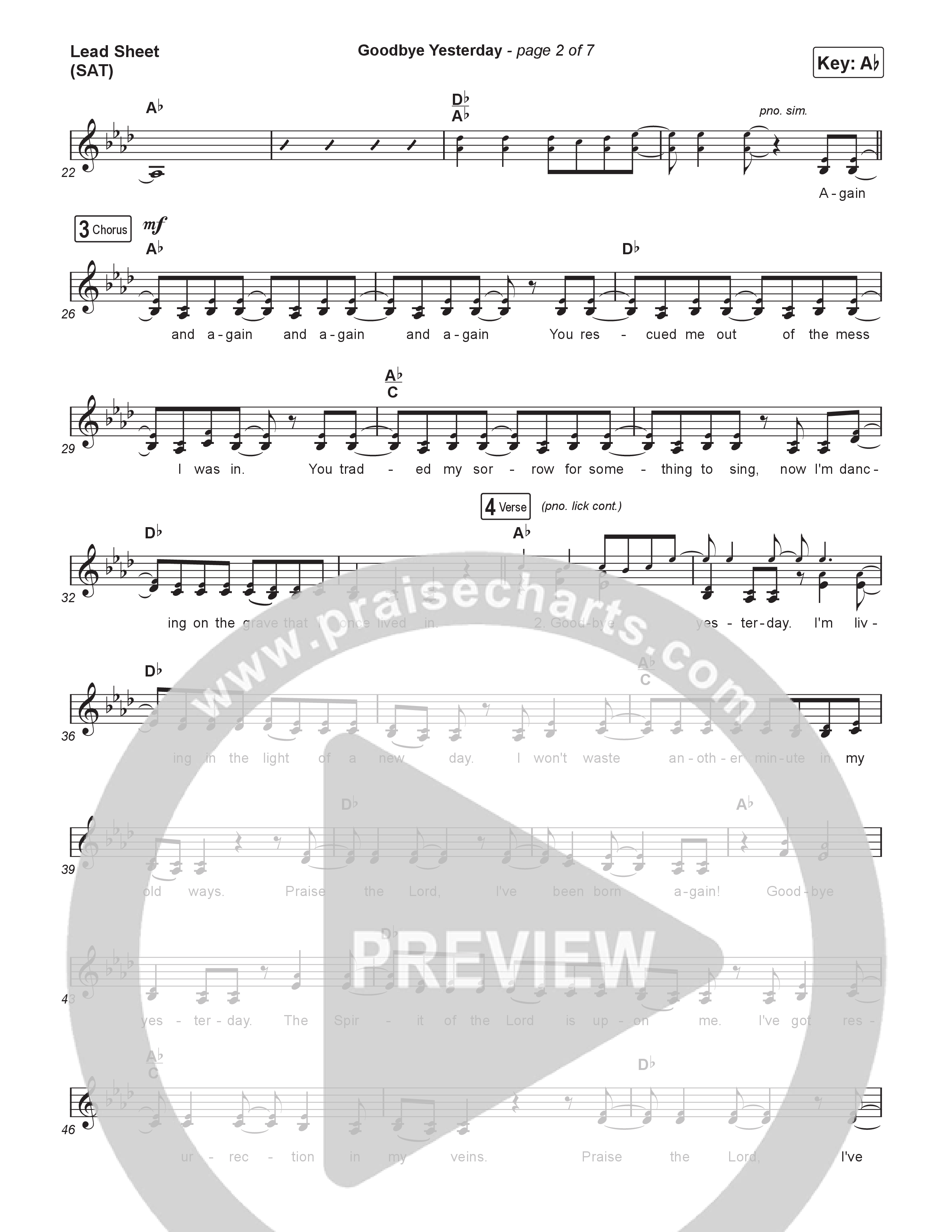 Goodbye Yesterday (Choral Anthem SATB) Lead Sheet (SAT) (ELEVATION RHYTHM / Arr. Luke Gambill)