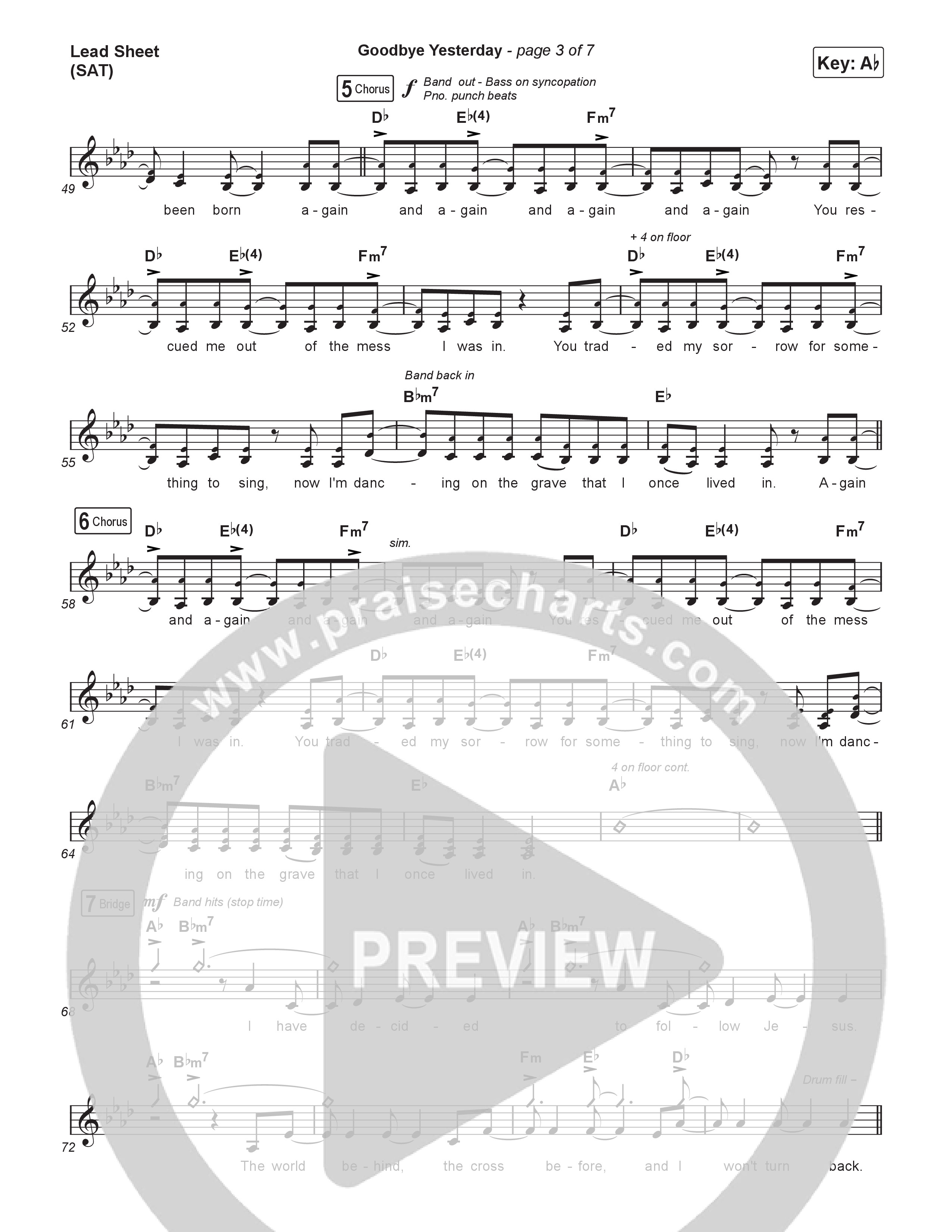 Goodbye Yesterday (Choral Anthem SATB) Lead Sheet (SAT) (ELEVATION RHYTHM / Arr. Luke Gambill)