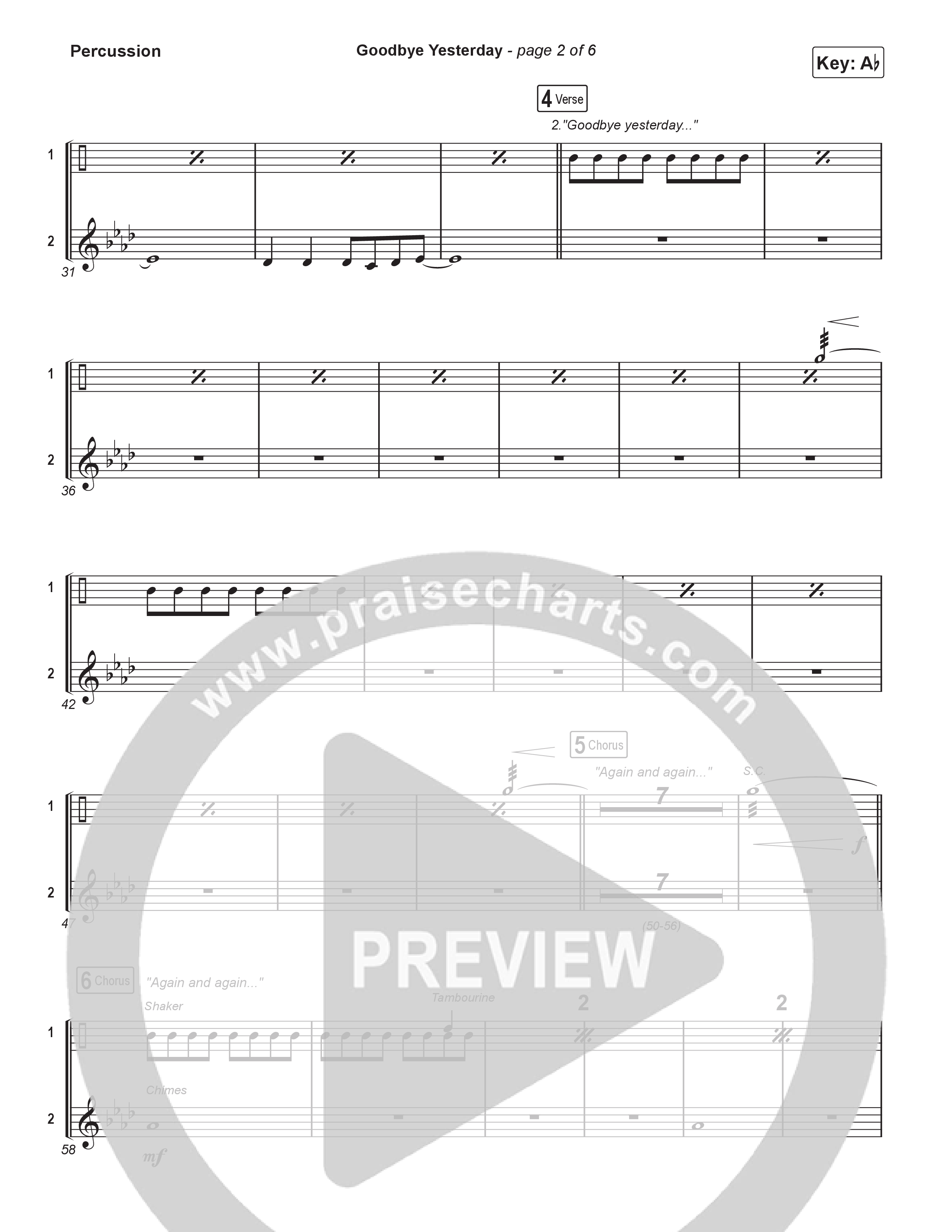 Goodbye Yesterday (Choral Anthem SATB) Percussion (ELEVATION RHYTHM / Arr. Luke Gambill)