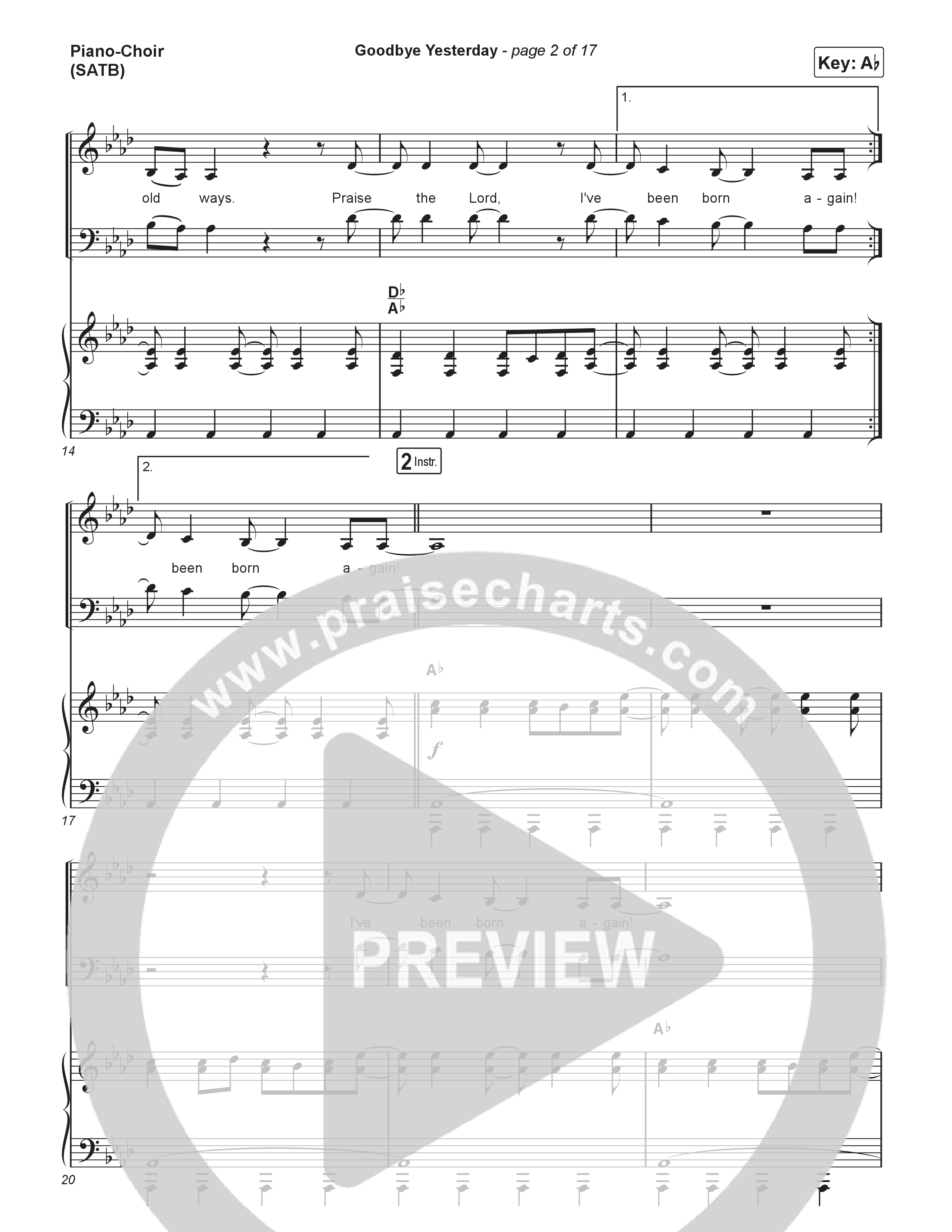 Goodbye Yesterday (Choral Anthem SATB) Piano/Vocal (SATB) (ELEVATION RHYTHM / Arr. Luke Gambill)