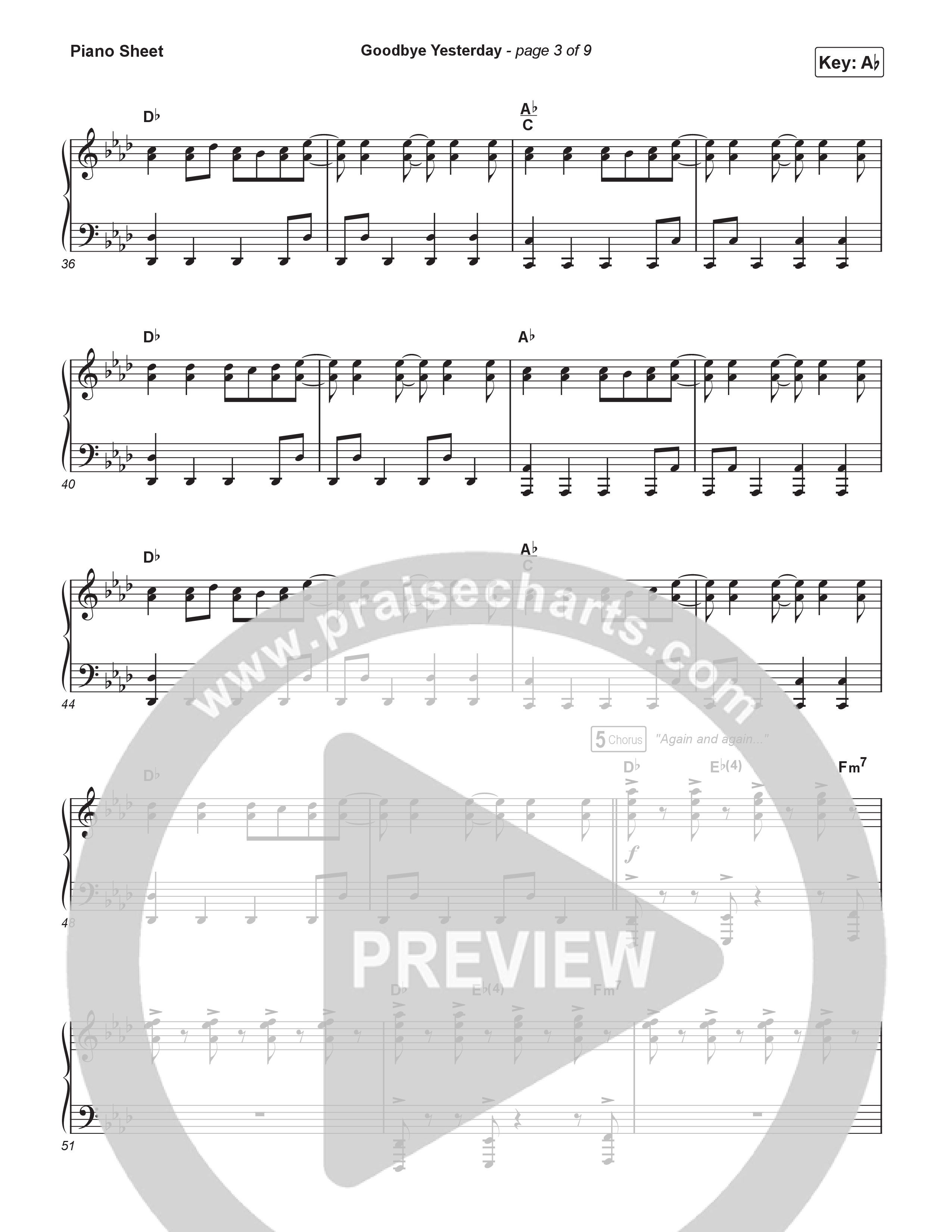 Goodbye Yesterday (Choral Anthem SATB) Piano Sheet (ELEVATION RHYTHM / Arr. Luke Gambill)