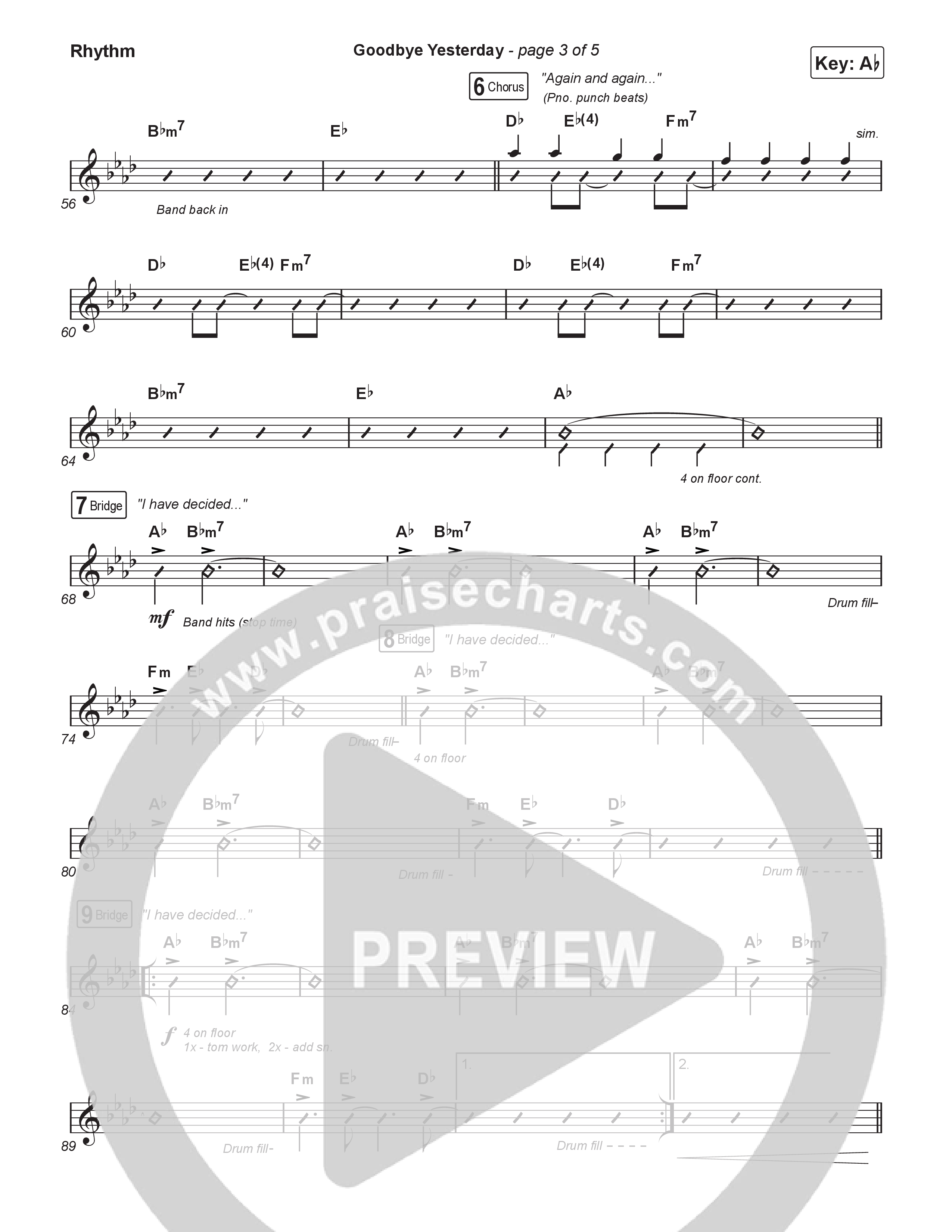 Goodbye Yesterday (Choral Anthem SATB) Rhythm Pack (ELEVATION RHYTHM / Arr. Luke Gambill)