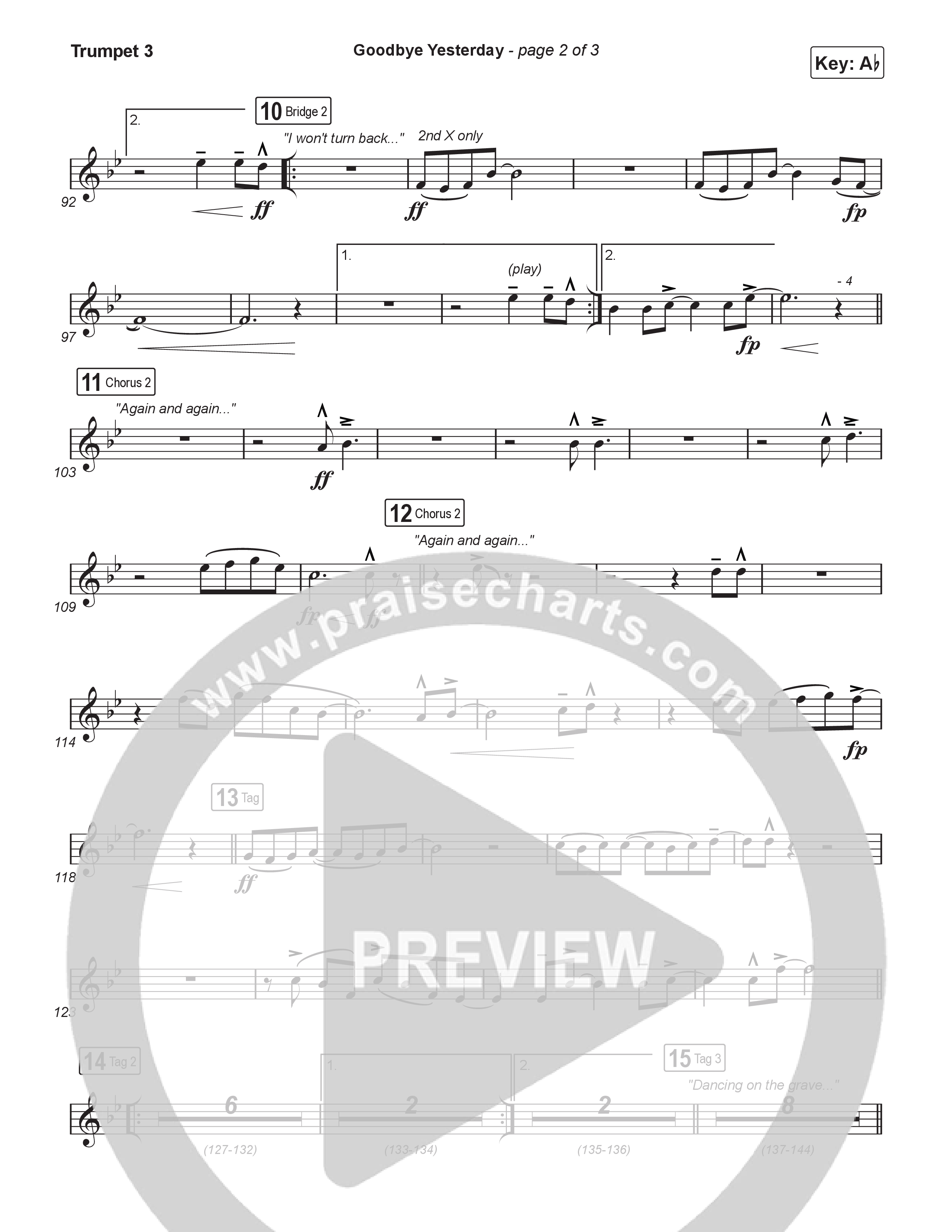 Goodbye Yesterday (Choral Anthem SATB) Trumpet 3 (ELEVATION RHYTHM / Arr. Luke Gambill)