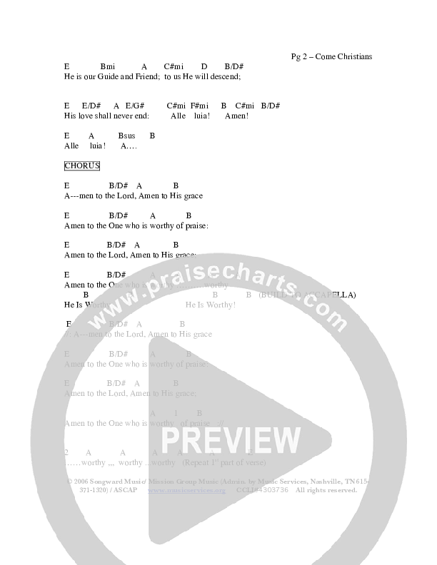 Come Christians Join To Sing Chord Chart (Scott Wesley Brown)