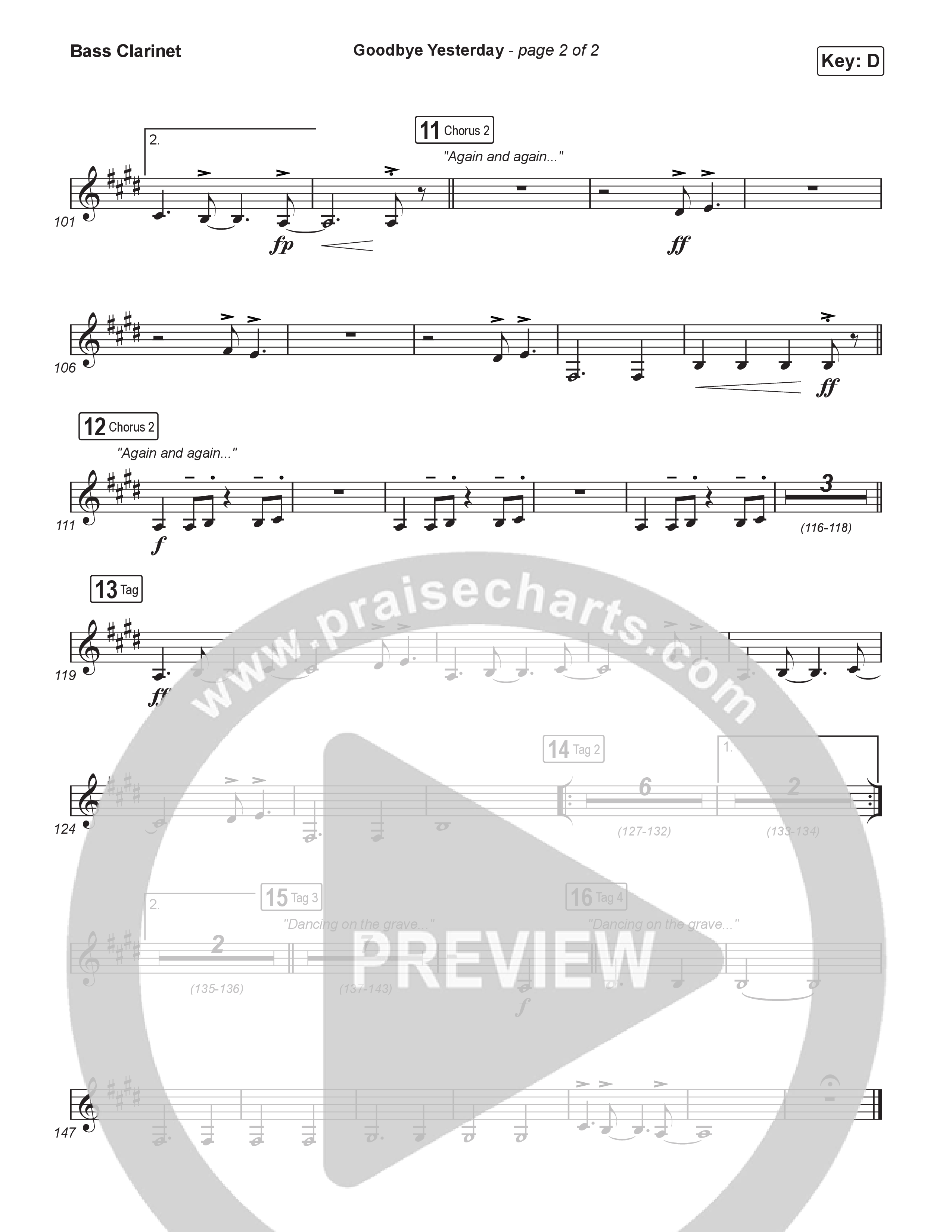 Goodbye Yesterday (Sing It Now) Bass Clarinet (ELEVATION RHYTHM / Arr. Luke Gambill)
