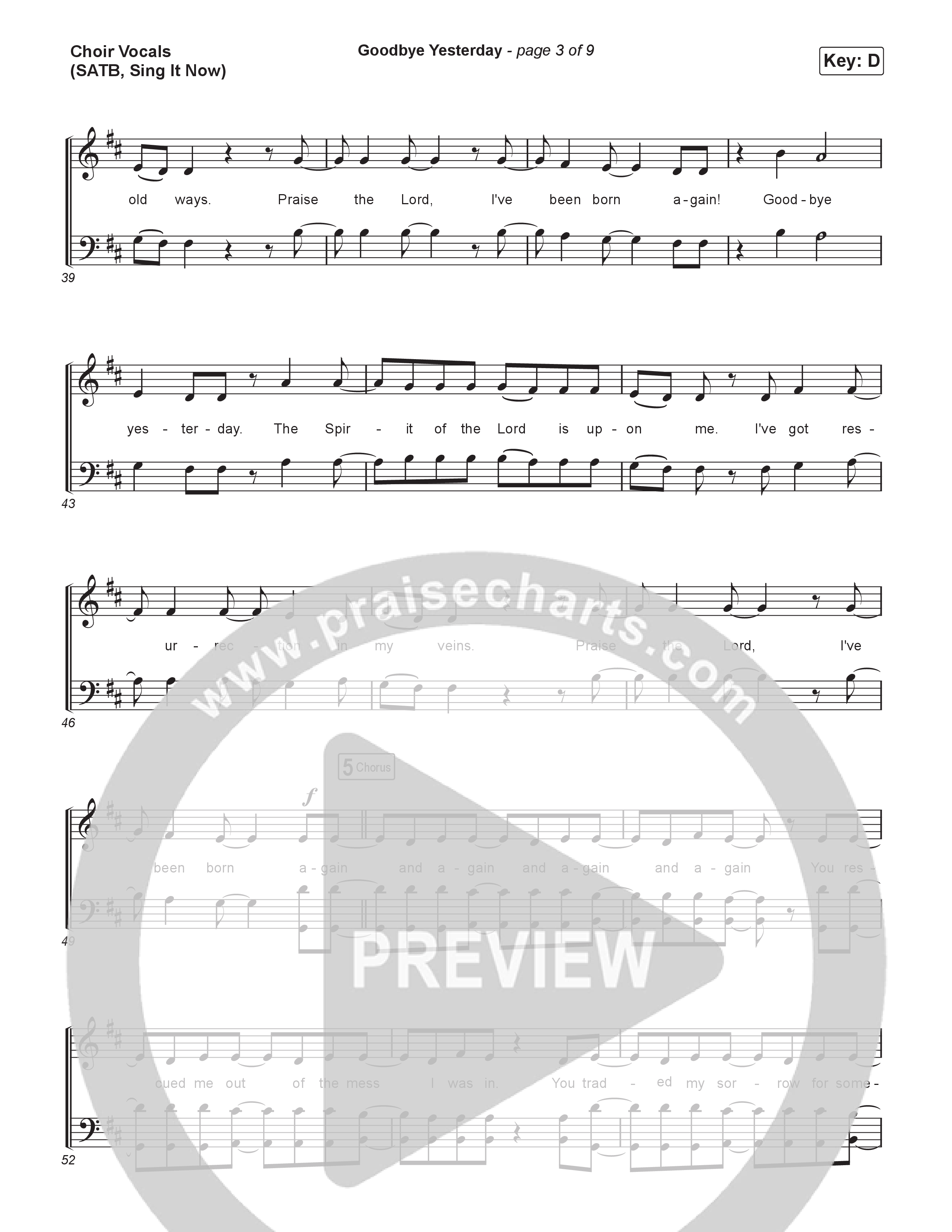 Goodbye Yesterday (Sing It Now) Choir Sheet (SATB) (ELEVATION RHYTHM / Arr. Luke Gambill)
