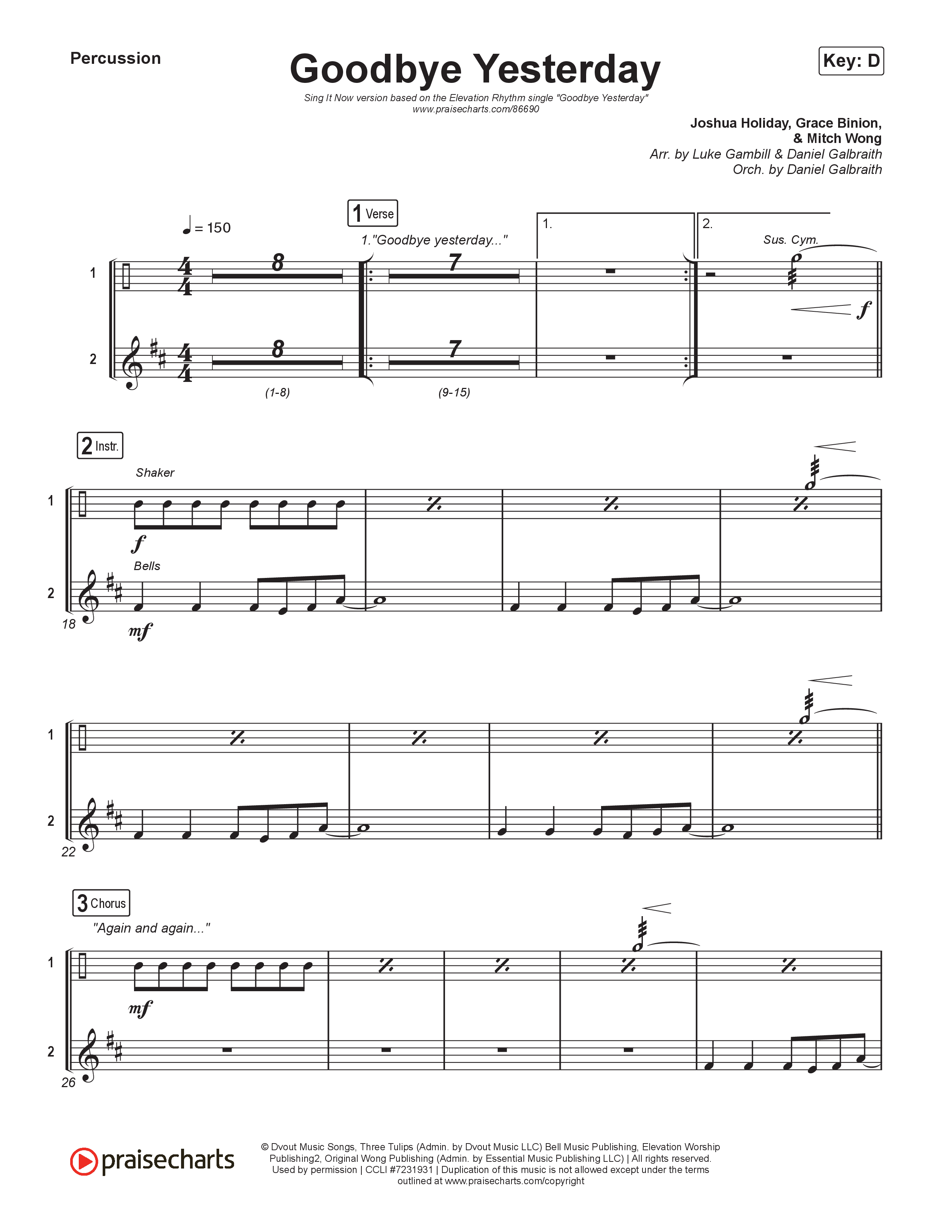 Goodbye Yesterday (Sing It Now) Percussion (ELEVATION RHYTHM / Arr. Luke Gambill)