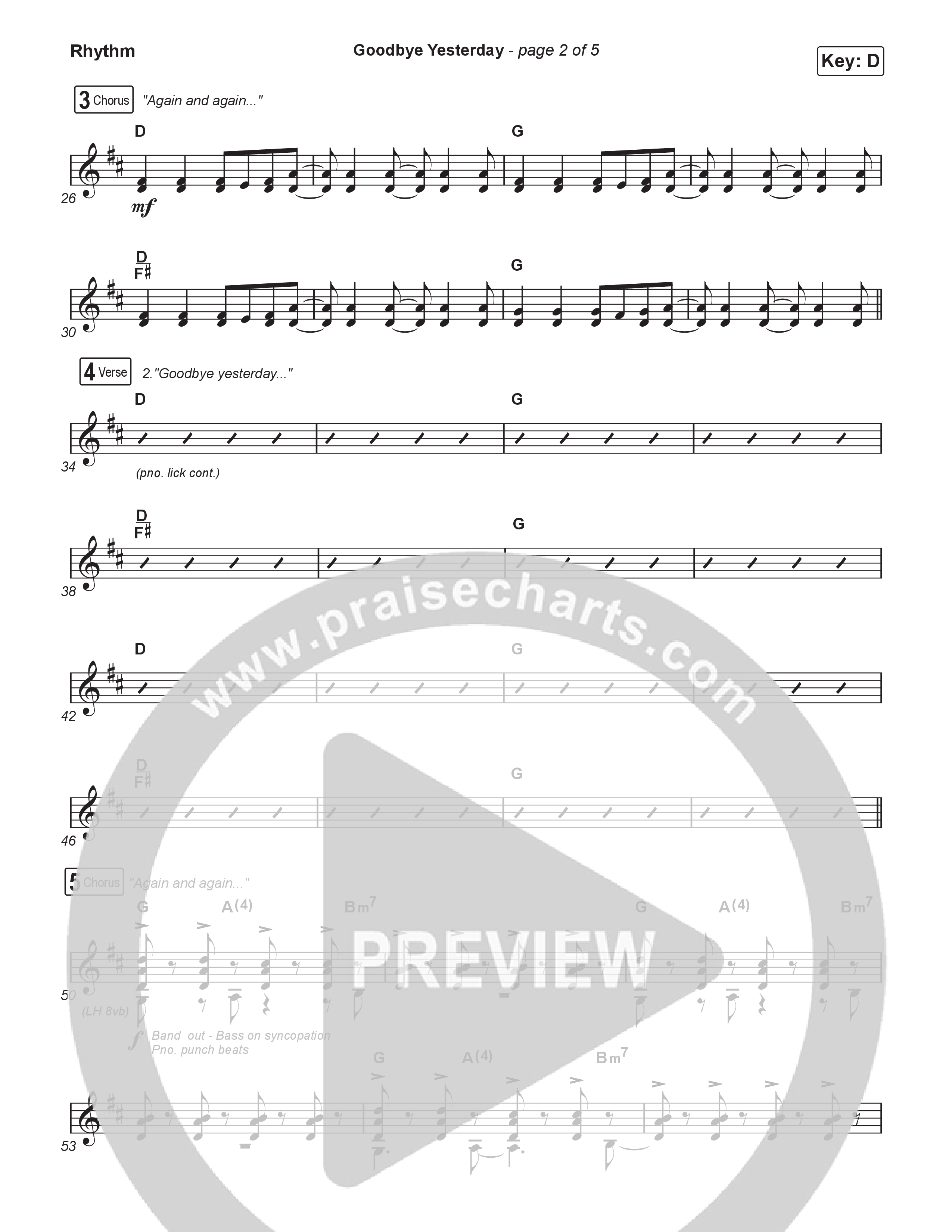 Goodbye Yesterday (Sing It Now) Rhythm Chart (ELEVATION RHYTHM / Arr. Luke Gambill)