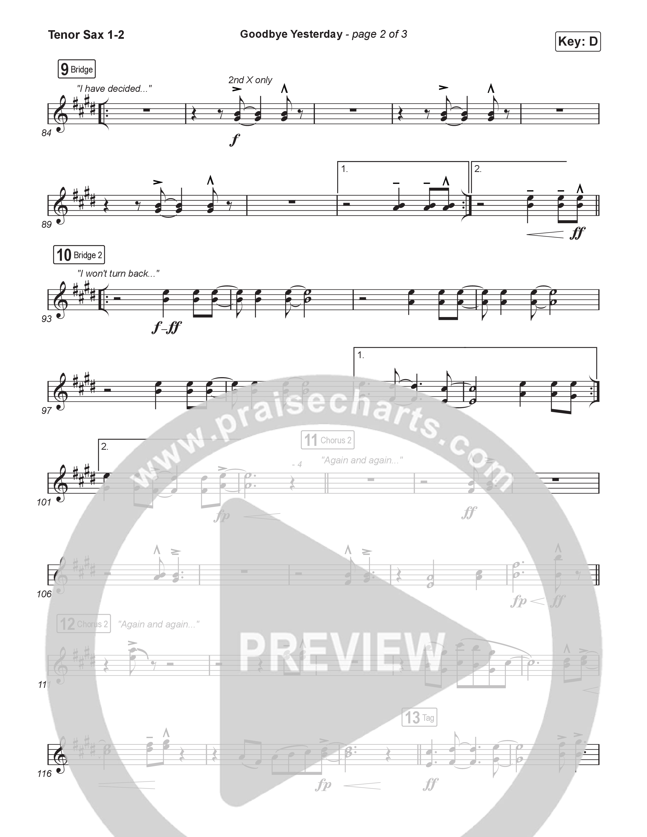 Goodbye Yesterday (Sing It Now) Tenor Sax 1/2 (ELEVATION RHYTHM / Arr. Luke Gambill)