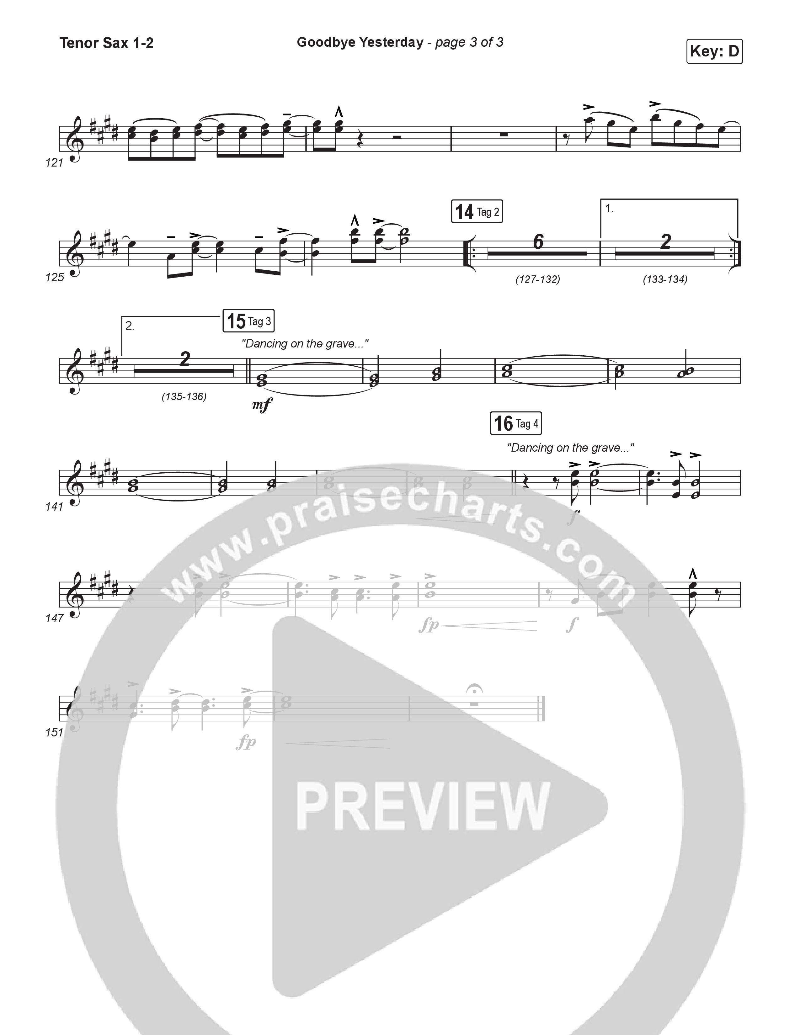 Goodbye Yesterday (Sing It Now) Tenor Sax 1/2 (ELEVATION RHYTHM / Arr. Luke Gambill)