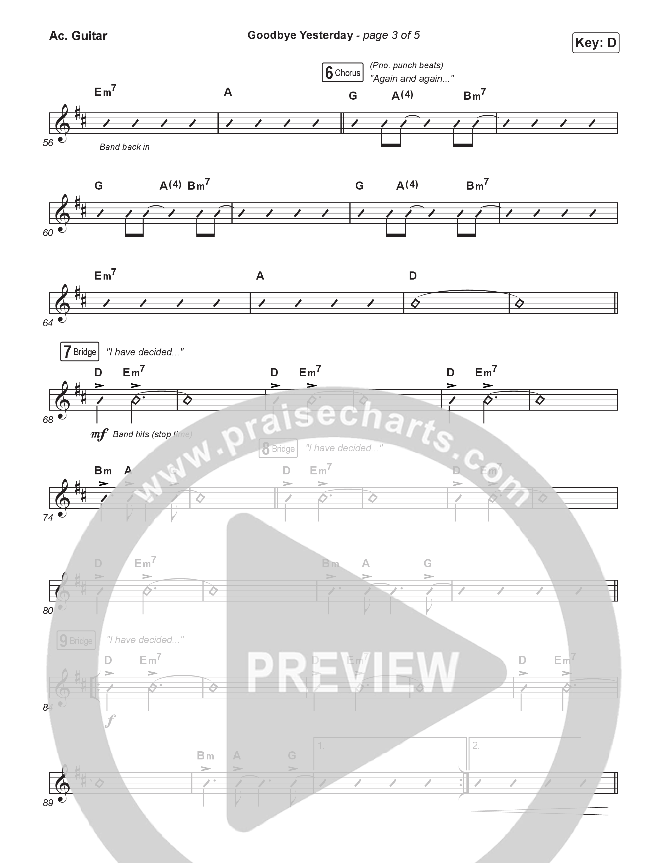 Goodbye Yesterday (Worship Choir/SAB) Acoustic Guitar (ELEVATION RHYTHM / Arr. Luke Gambill)