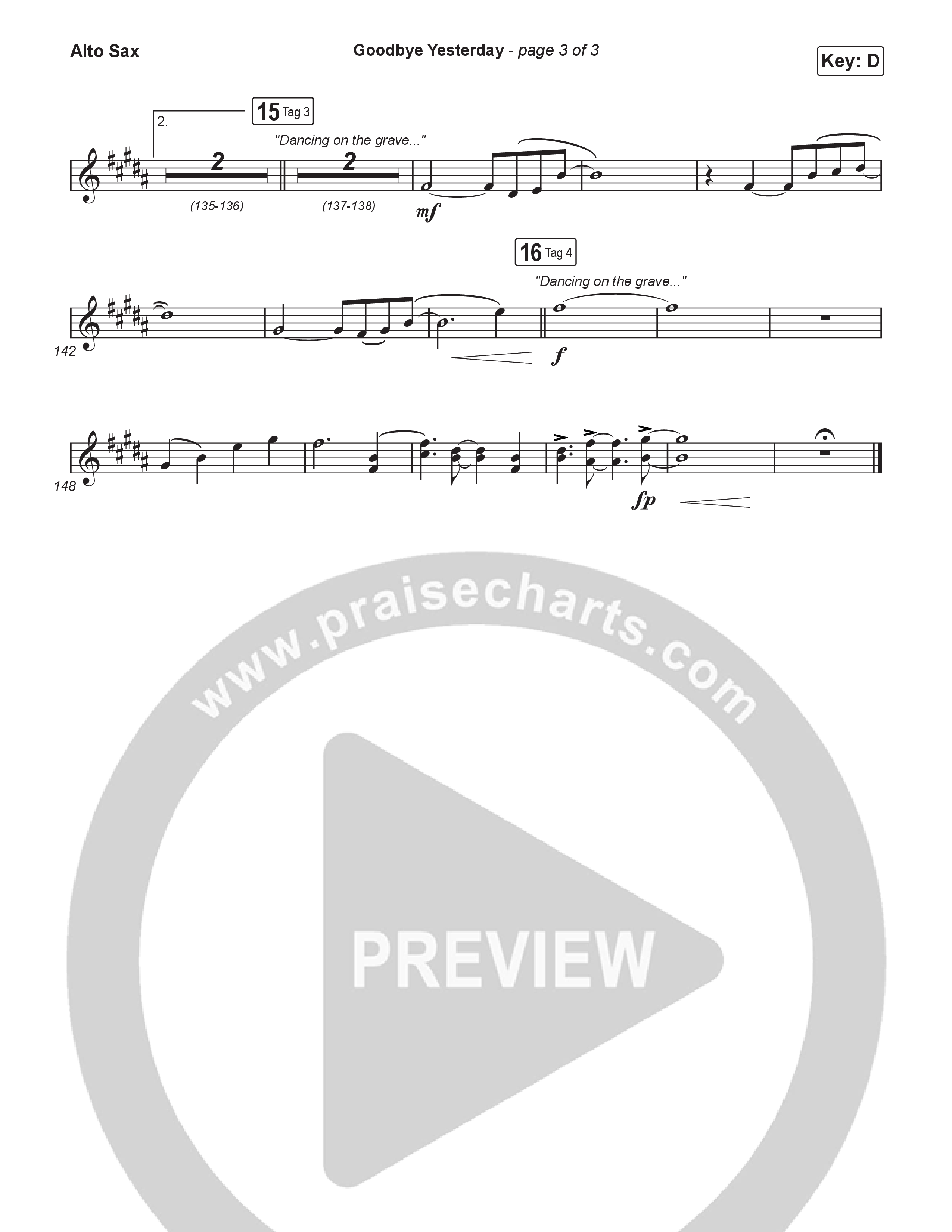 Goodbye Yesterday (Worship Choir/SAB) Sax Pack (ELEVATION RHYTHM / Arr. Luke Gambill)