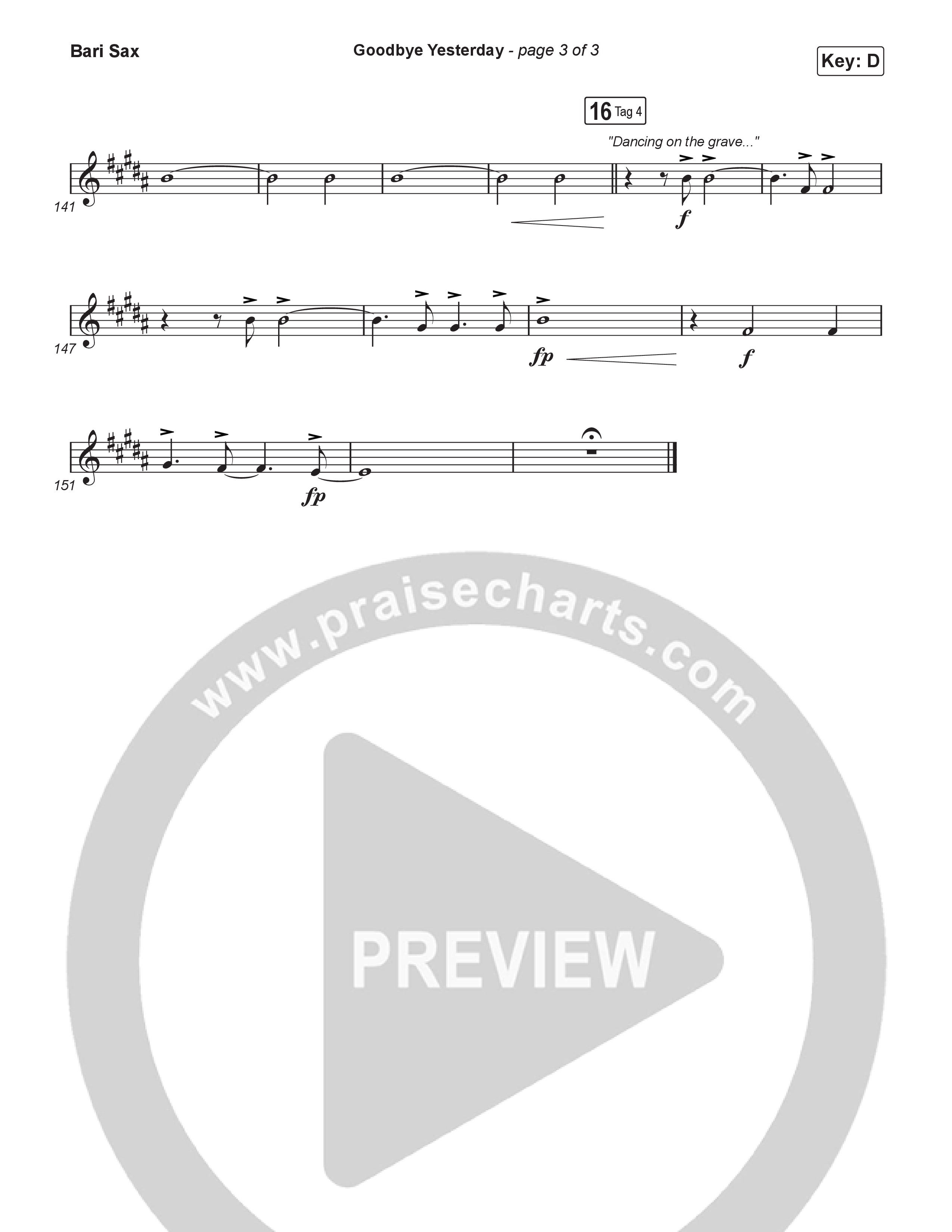 Goodbye Yesterday (Worship Choir/SAB) Bari Sax (ELEVATION RHYTHM / Arr. Luke Gambill)