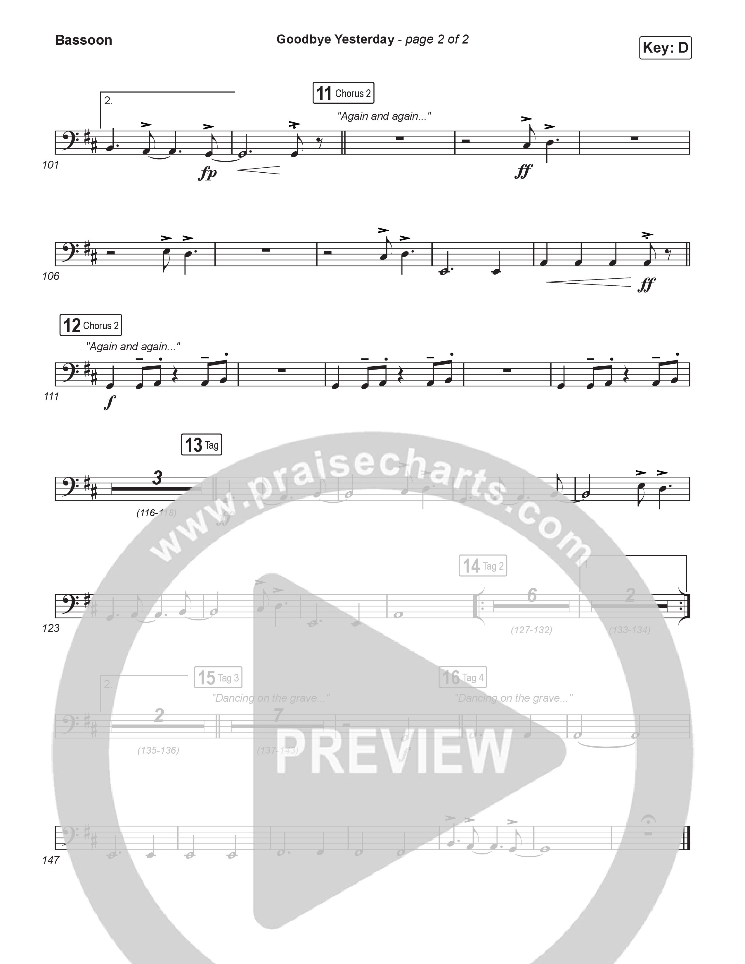 Goodbye Yesterday (Worship Choir/SAB) Bassoon (ELEVATION RHYTHM / Arr. Luke Gambill)