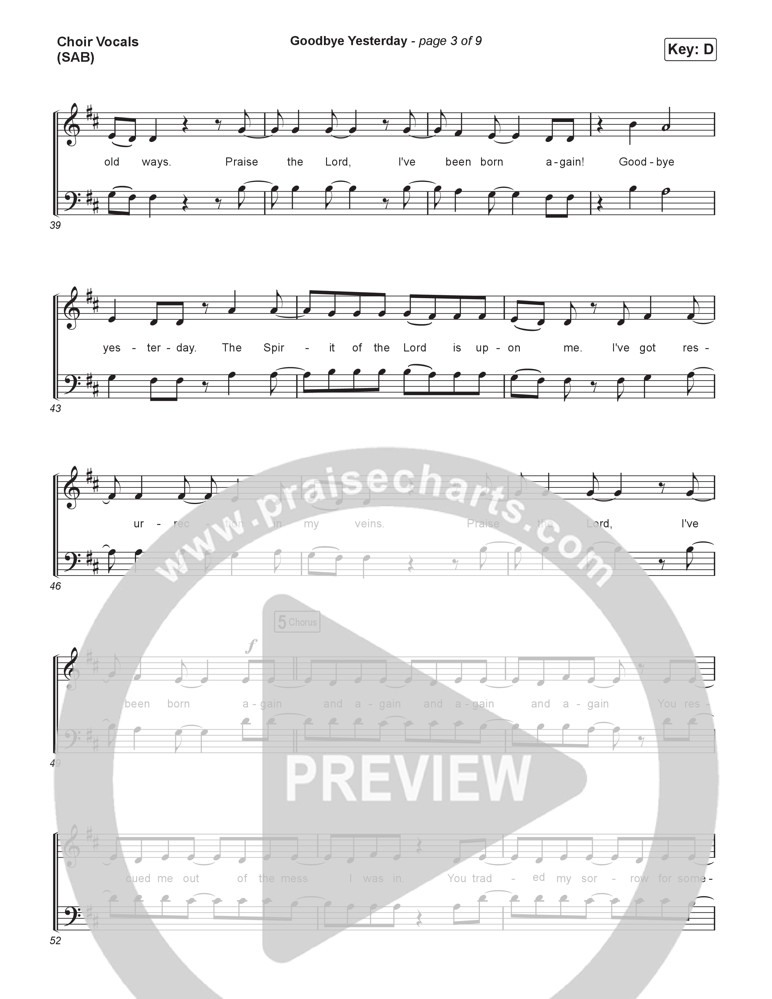 Goodbye Yesterday (Worship Choir/SAB) Choir Sheet (SAB) (ELEVATION RHYTHM / Arr. Luke Gambill)