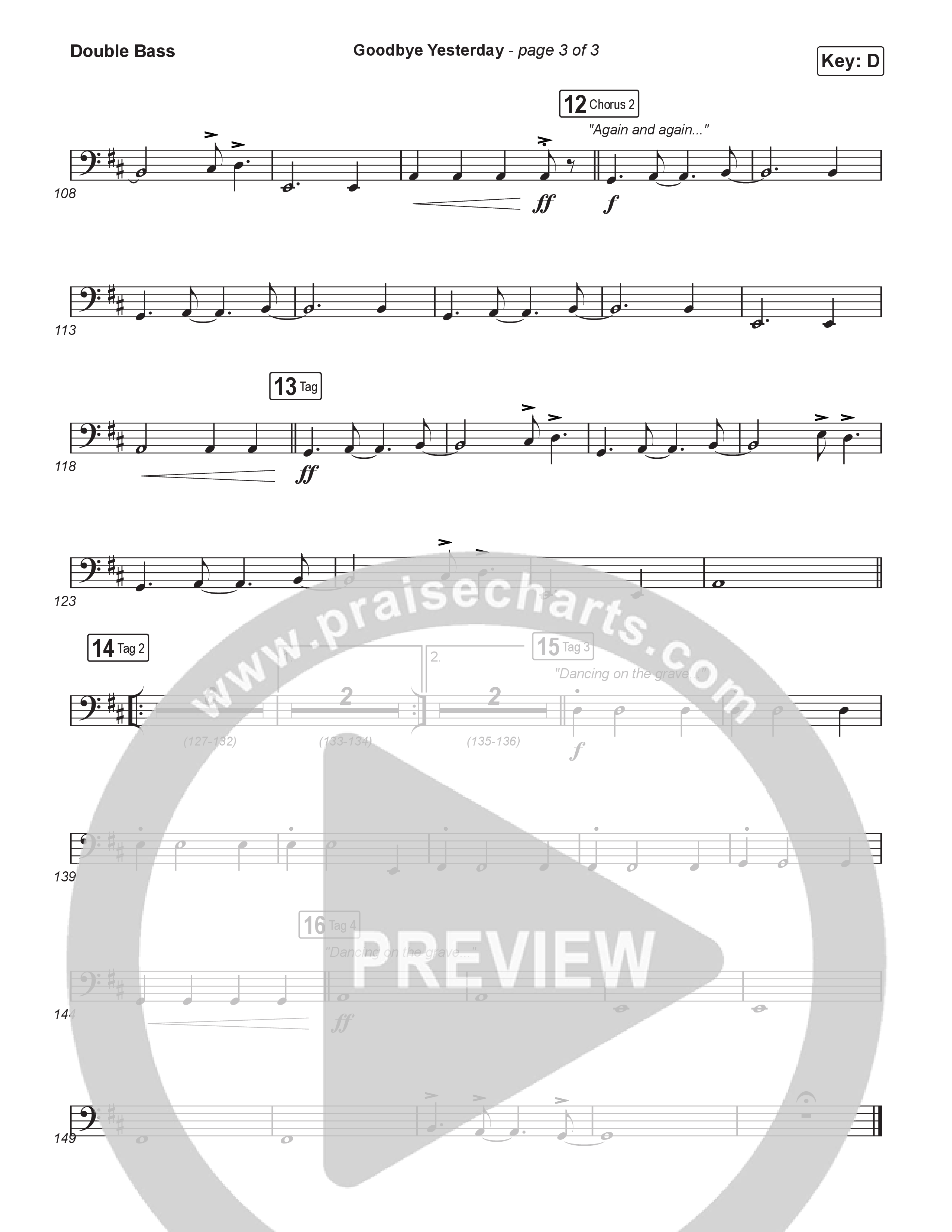 Goodbye Yesterday (Worship Choir/SAB) Double Bass (ELEVATION RHYTHM / Arr. Luke Gambill)