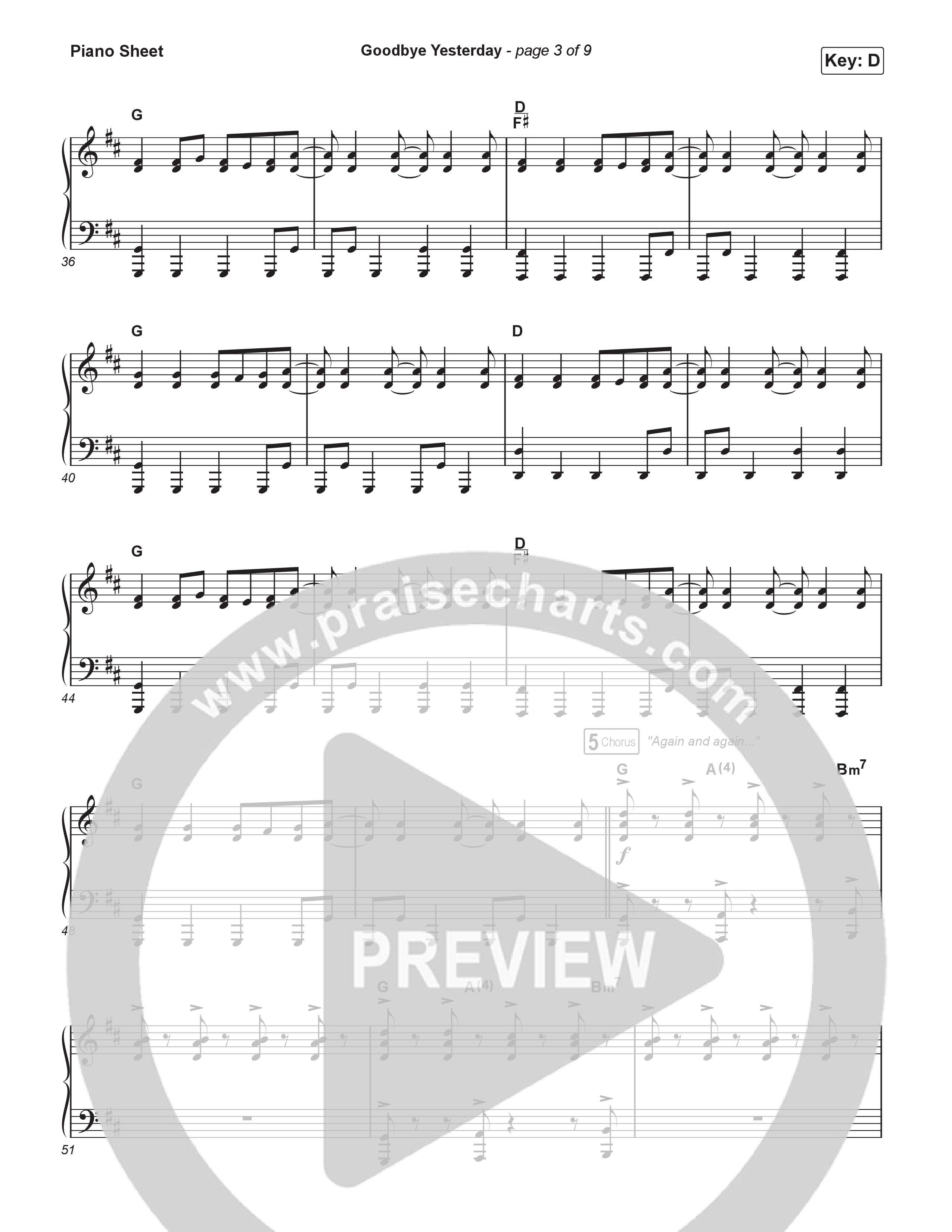 Goodbye Yesterday (Worship Choir/SAB) Piano Sheet (ELEVATION RHYTHM / Arr. Luke Gambill)