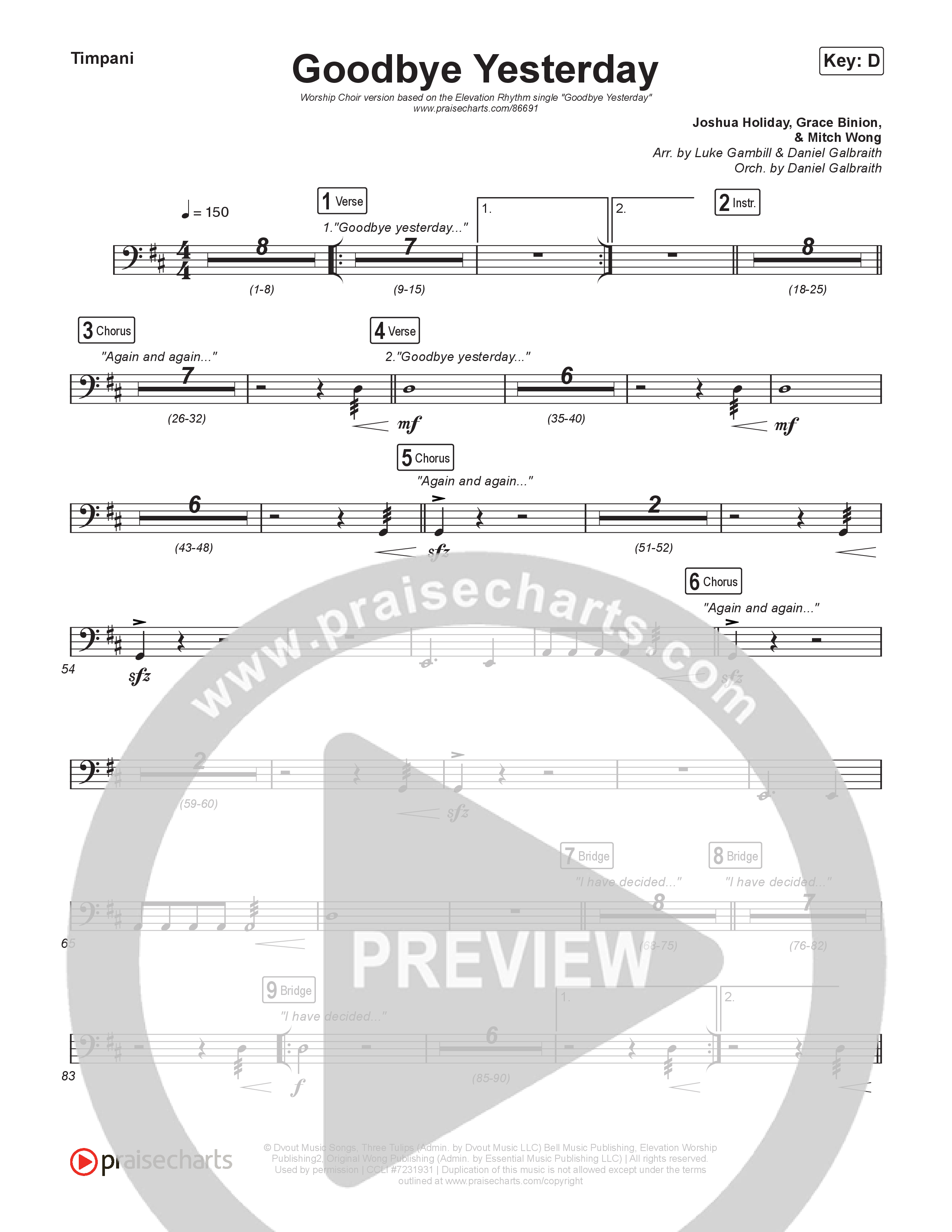 Goodbye Yesterday (Worship Choir/SAB) Timpani (ELEVATION RHYTHM / Arr. Luke Gambill)