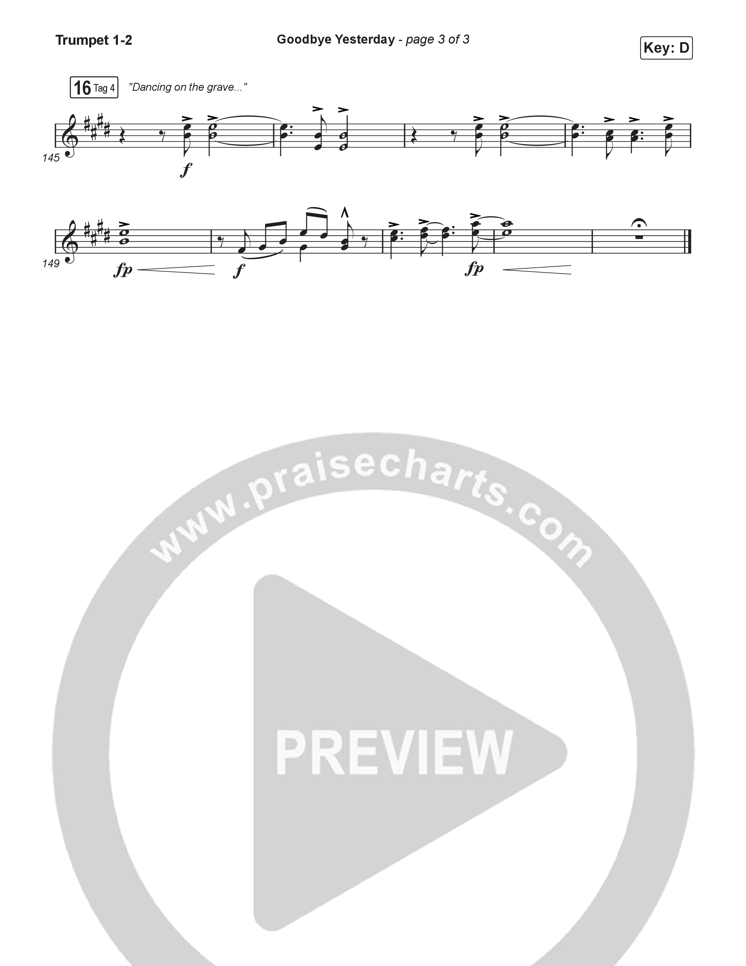 Goodbye Yesterday (Worship Choir/SAB) Trumpet 1,2 (ELEVATION RHYTHM / Arr. Luke Gambill)
