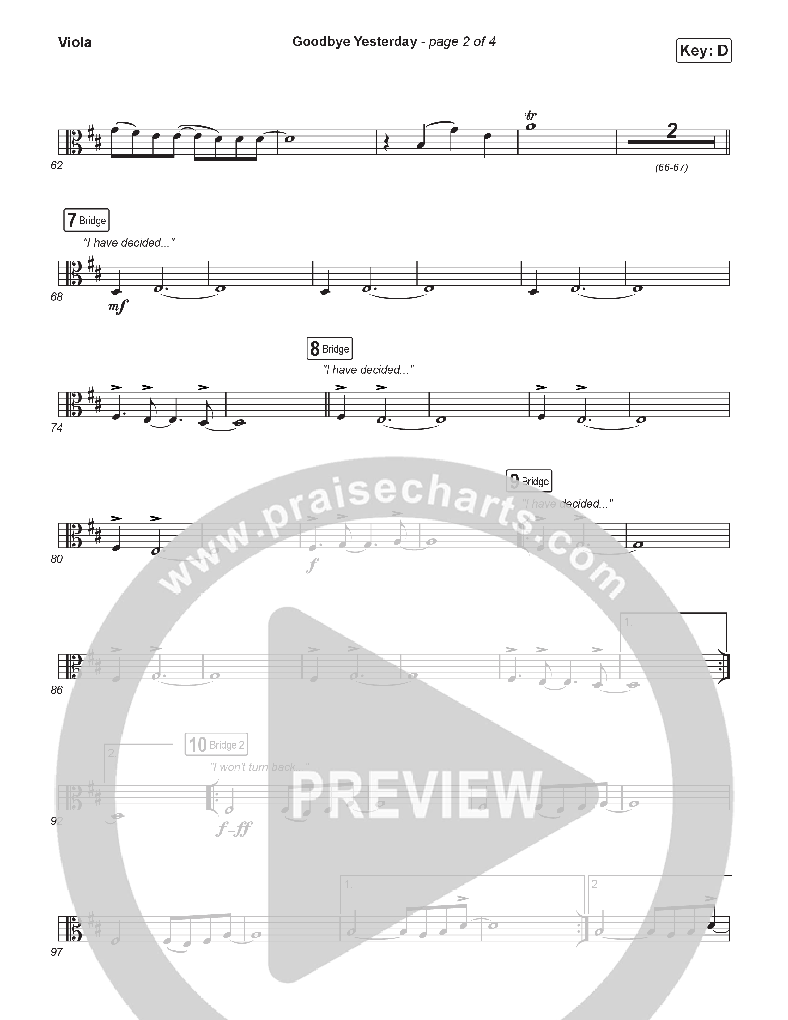 Goodbye Yesterday (Worship Choir/SAB) Viola (ELEVATION RHYTHM / Arr. Luke Gambill)