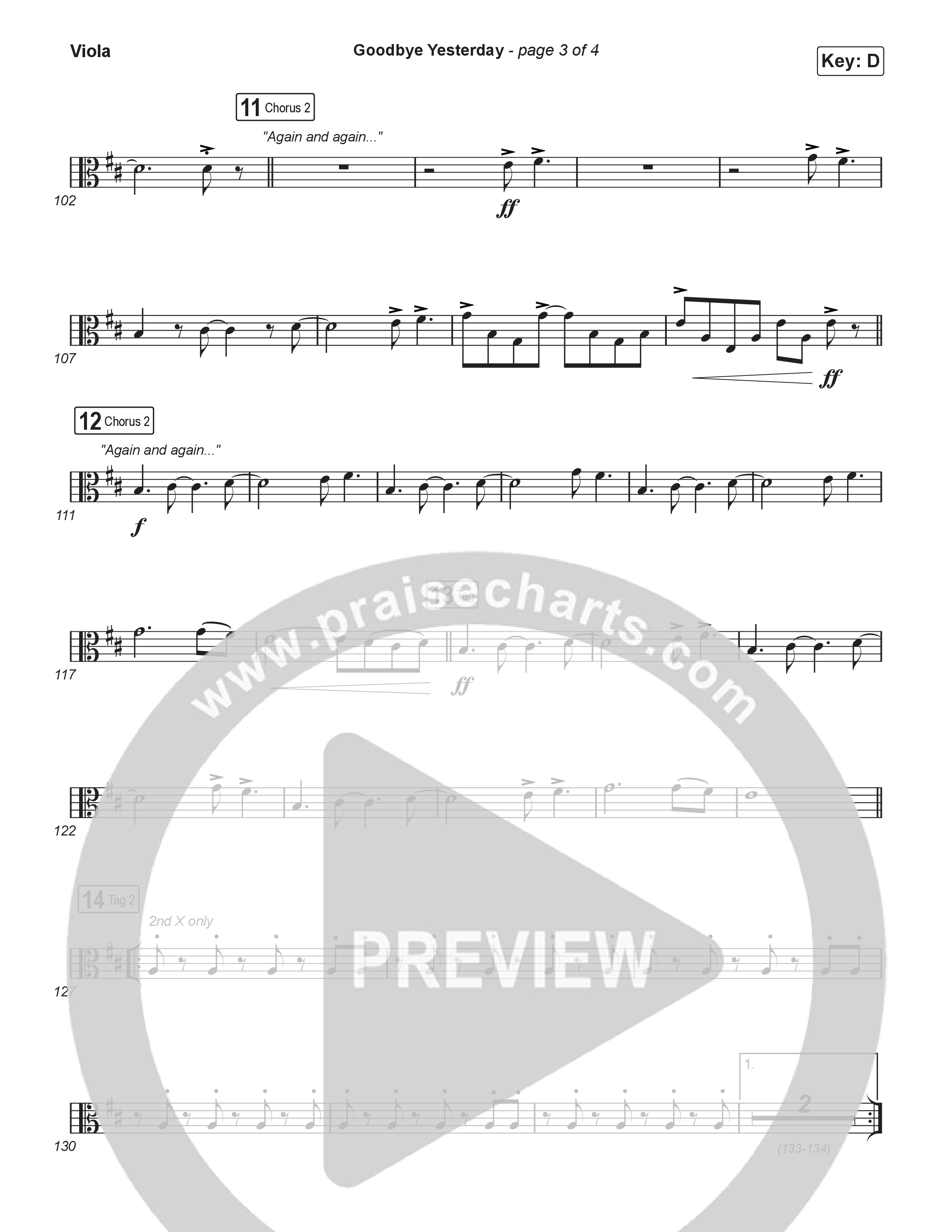 Goodbye Yesterday (Worship Choir/SAB) Viola (ELEVATION RHYTHM / Arr. Luke Gambill)