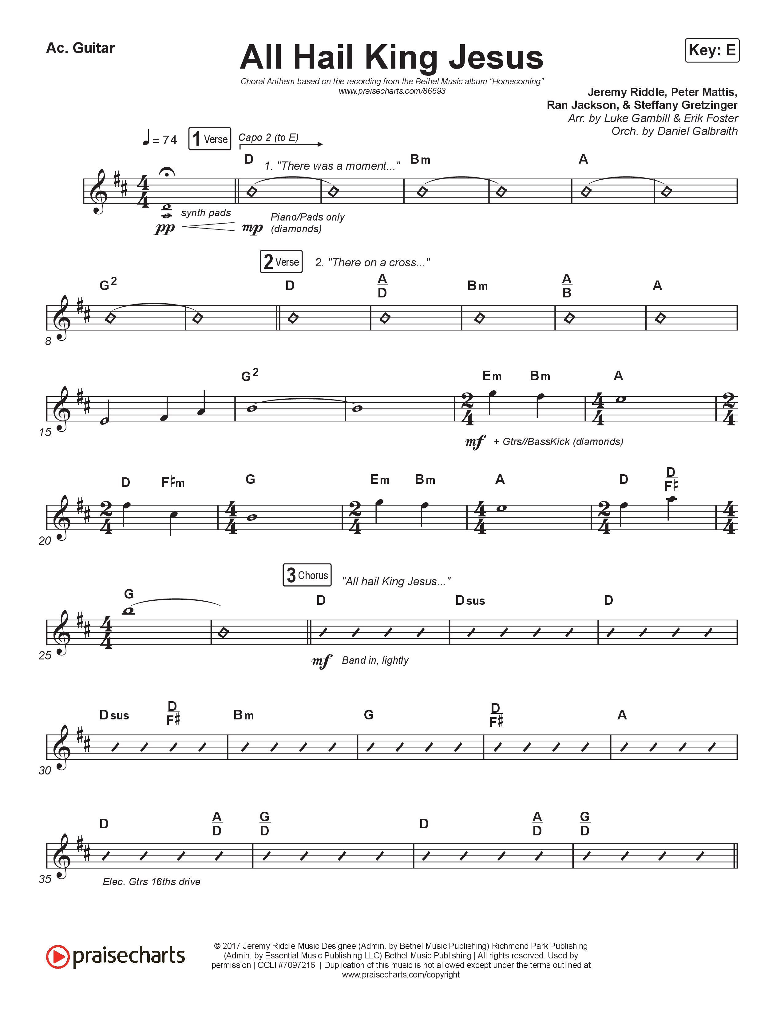 All Hail King Jesus (Choral Anthem SATB) Acoustic Guitar (Bethel Music / Bethany Wohrle / Arr. Luke Gambill)
