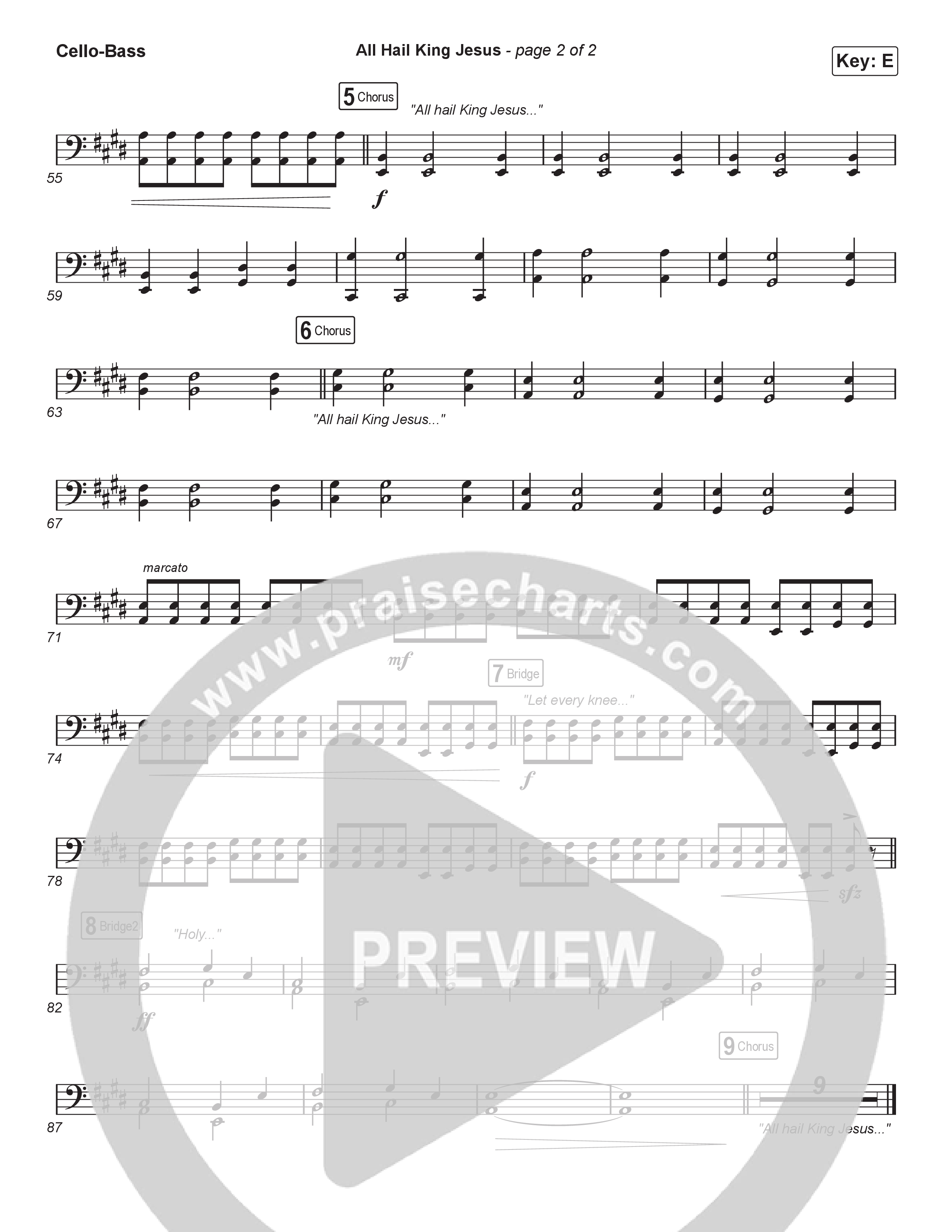 All Hail King Jesus (Sing It Now) Cello/Bass (Bethel Music / Bethany Wohrle / Arr. Luke Gambill)