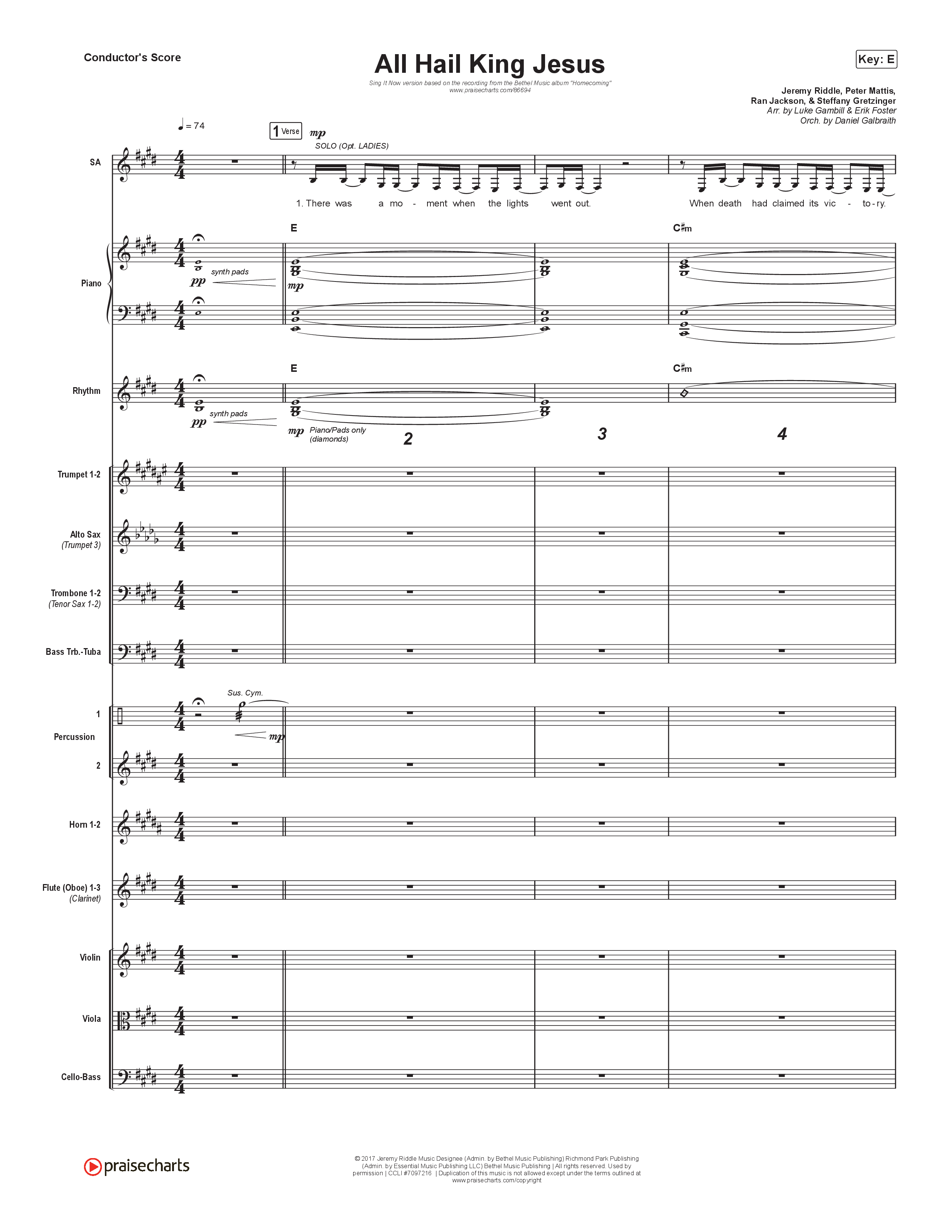 All Hail King Jesus (Sing It Now) Orchestration (Bethel Music / Bethany Wohrle / Arr. Luke Gambill)