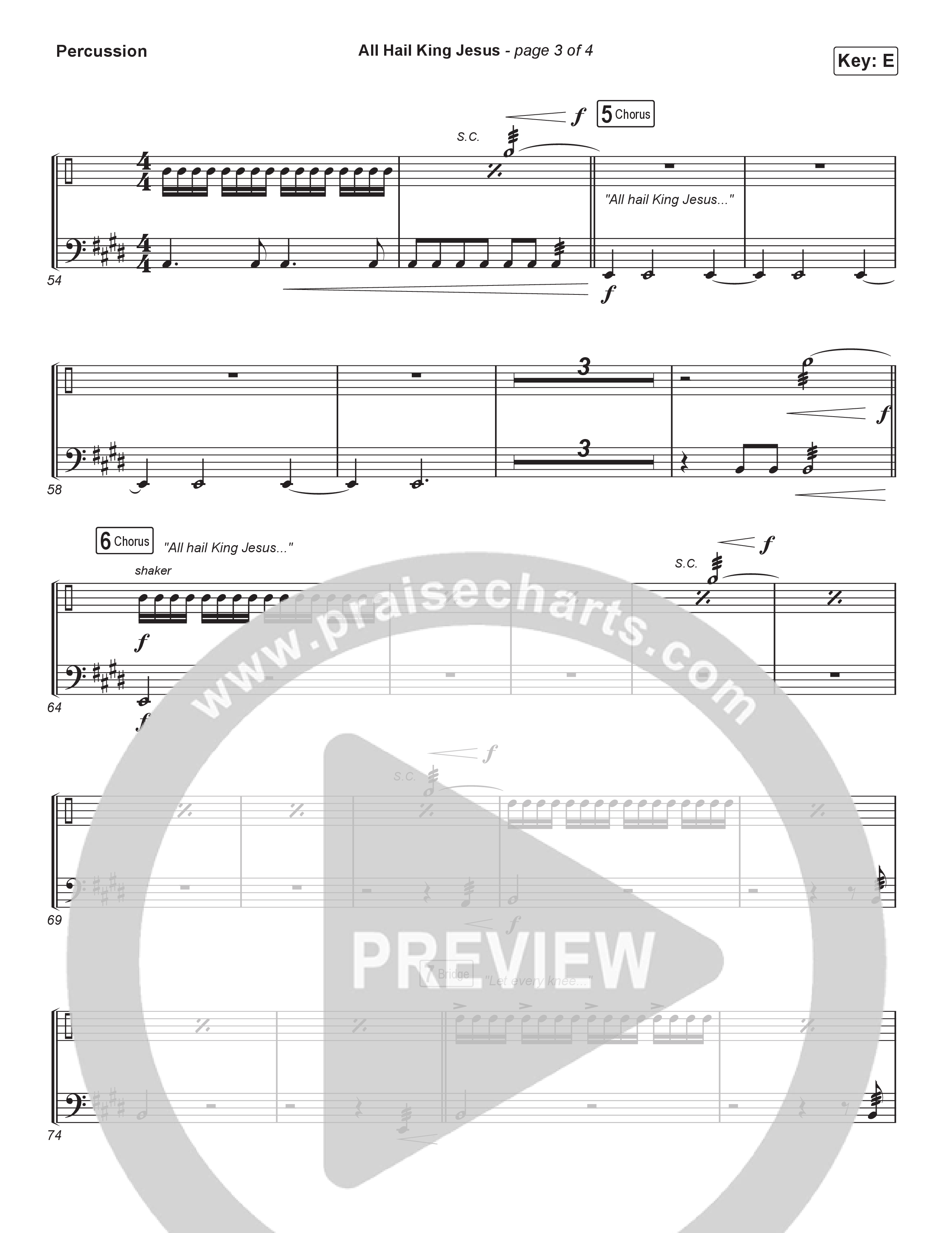 All Hail King Jesus (Sing It Now) Percussion (Bethel Music / Bethany Wohrle / Arr. Luke Gambill)