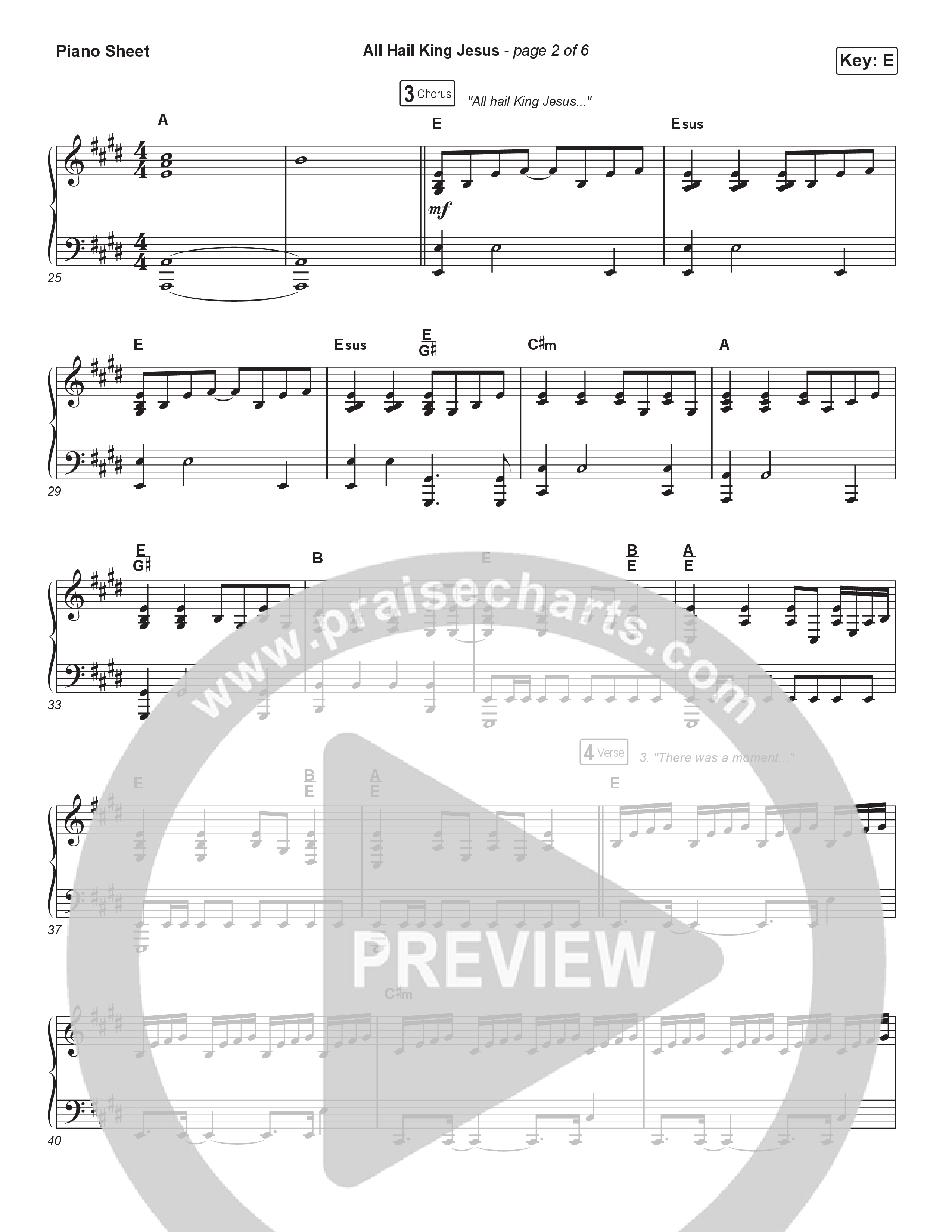 All Hail King Jesus (Sing It Now) Piano Sheet (Bethel Music / Bethany Wohrle / Arr. Luke Gambill)