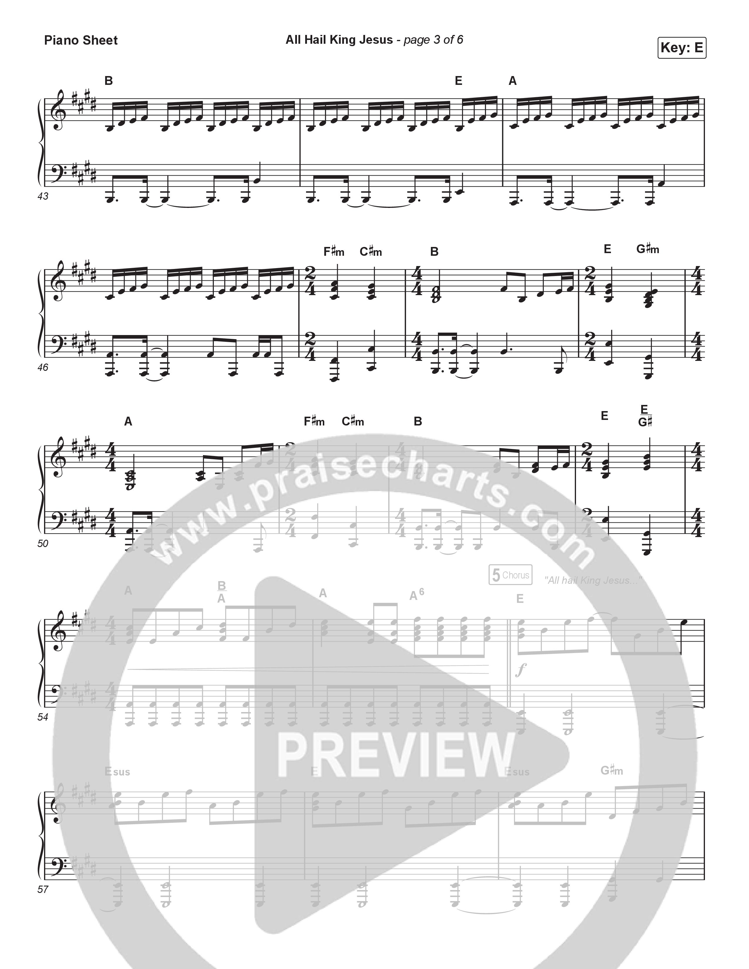 All Hail King Jesus (Sing It Now) Piano Sheet (Bethel Music / Bethany Wohrle / Arr. Luke Gambill)