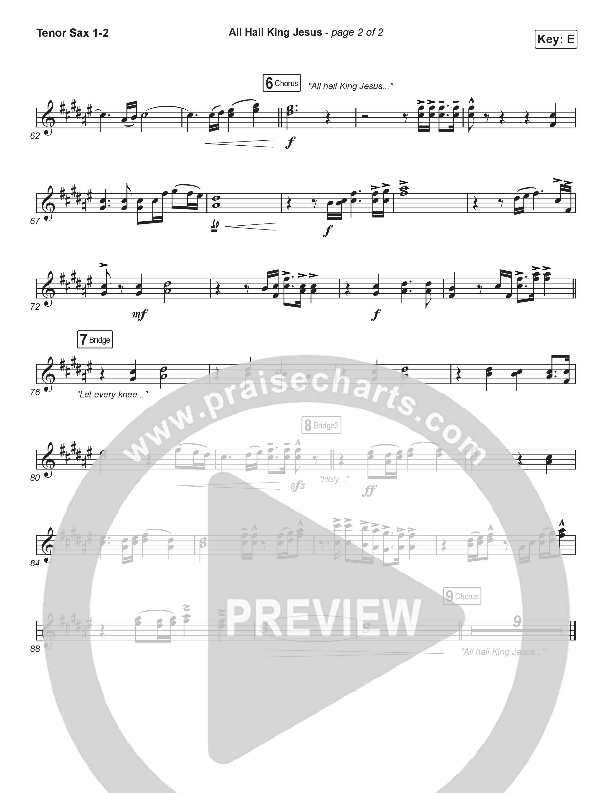 All Hail King Jesus (Worship Choir/SAB) Tenor Sax 1/2 (Bethel Music / Bethany Wohrle / Arr. Luke Gambill)