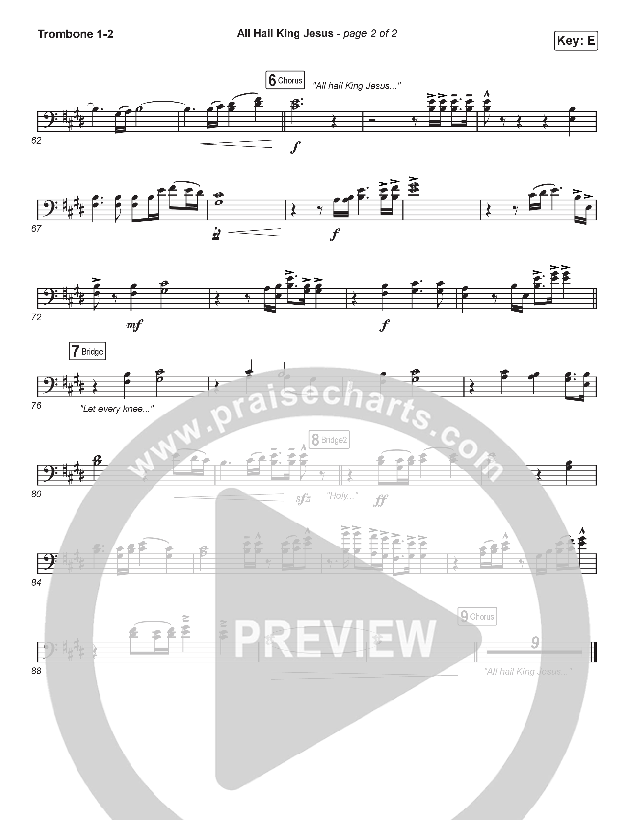 All Hail King Jesus (Worship Choir/SAB) Trombone 1/2 (Bethel Music / Bethany Wohrle / Arr. Luke Gambill)