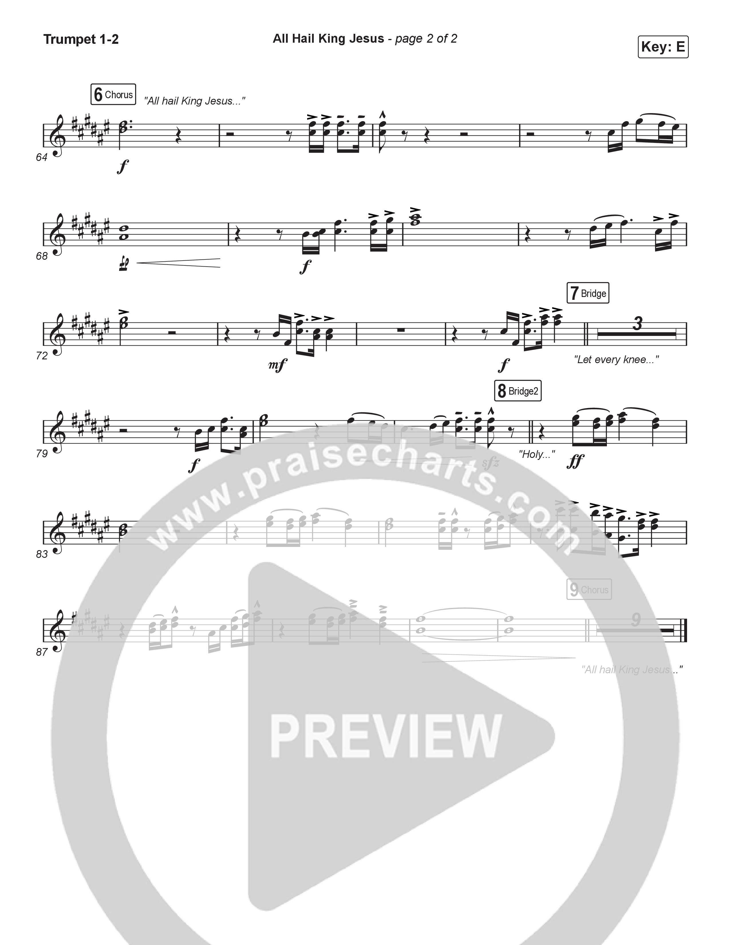 All Hail King Jesus (Worship Choir/SAB) Trumpet 1,2 (Bethel Music / Bethany Wohrle / Arr. Luke Gambill)