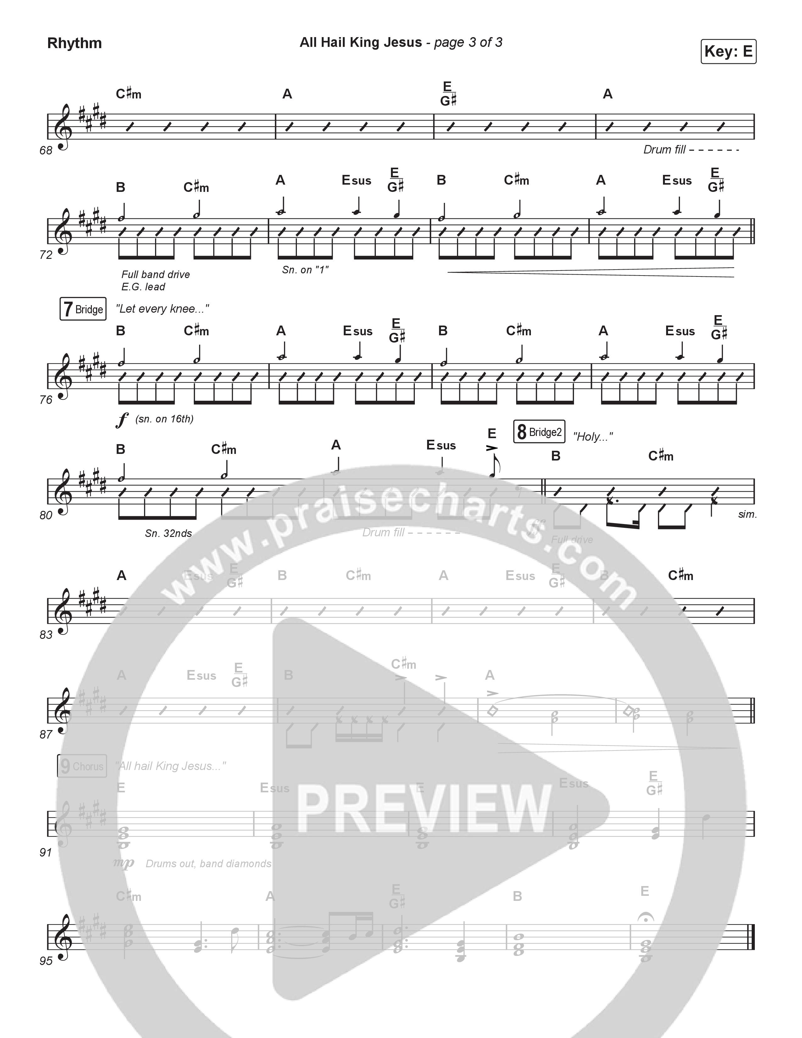 All Hail King Jesus (Unison/2-Part) Rhythm Chart (Bethel Music / Bethany Wohrle / Arr. Luke Gambill)