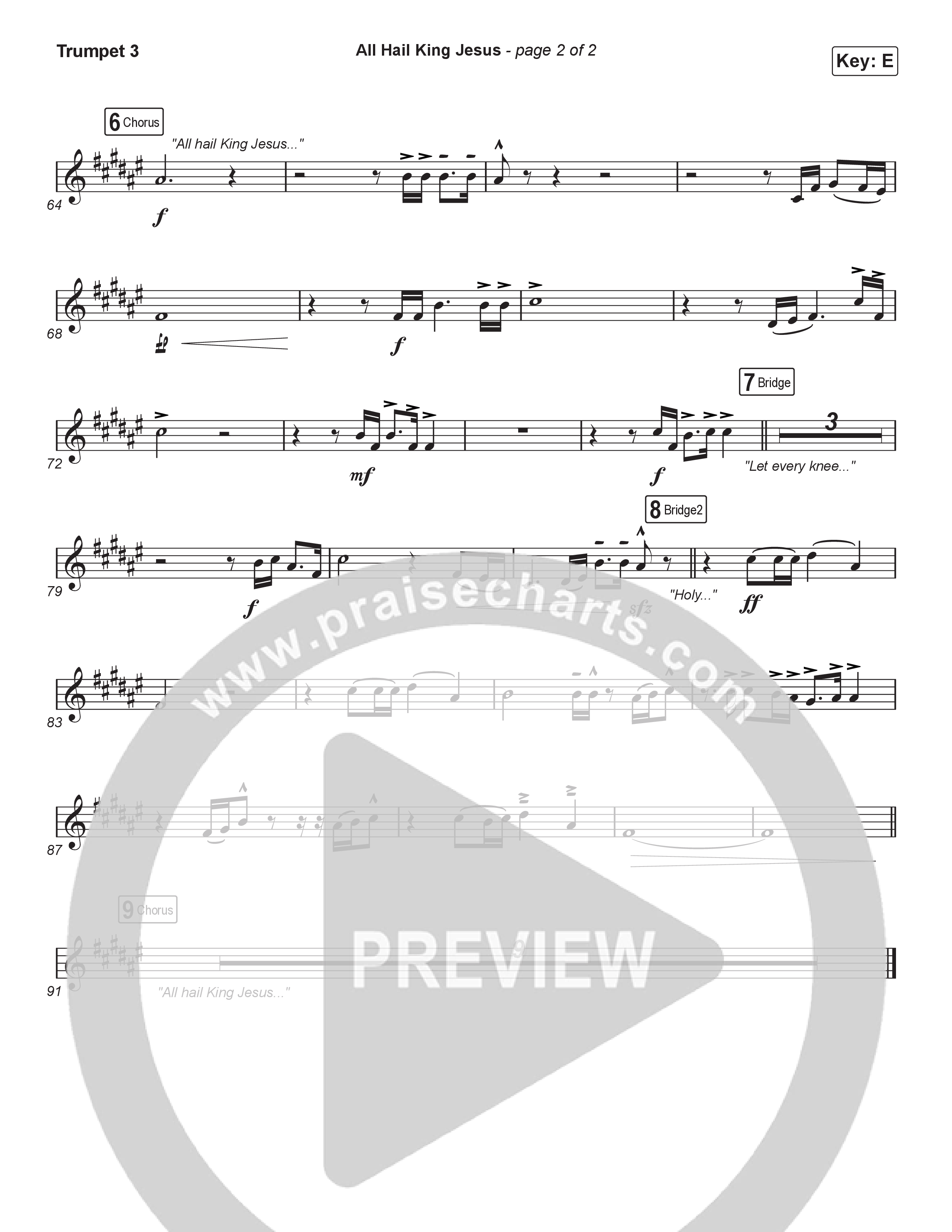 All Hail King Jesus (Unison/2-Part) Trumpet 3 (Bethel Music / Bethany Wohrle / Arr. Luke Gambill)