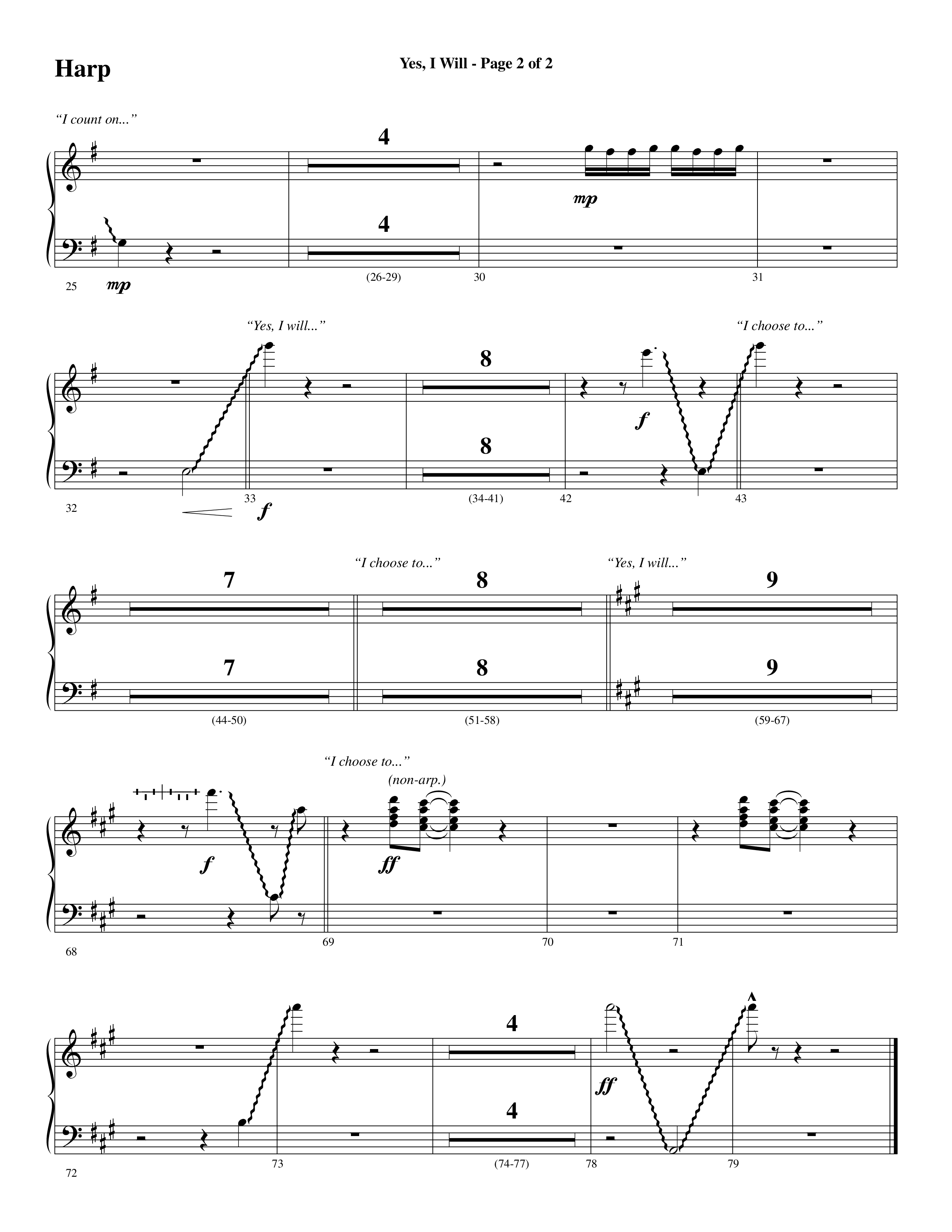 Yes I Will (Choral Anthem SATB) Harp (Word Music Choral / Arr. Daniel Semsen)