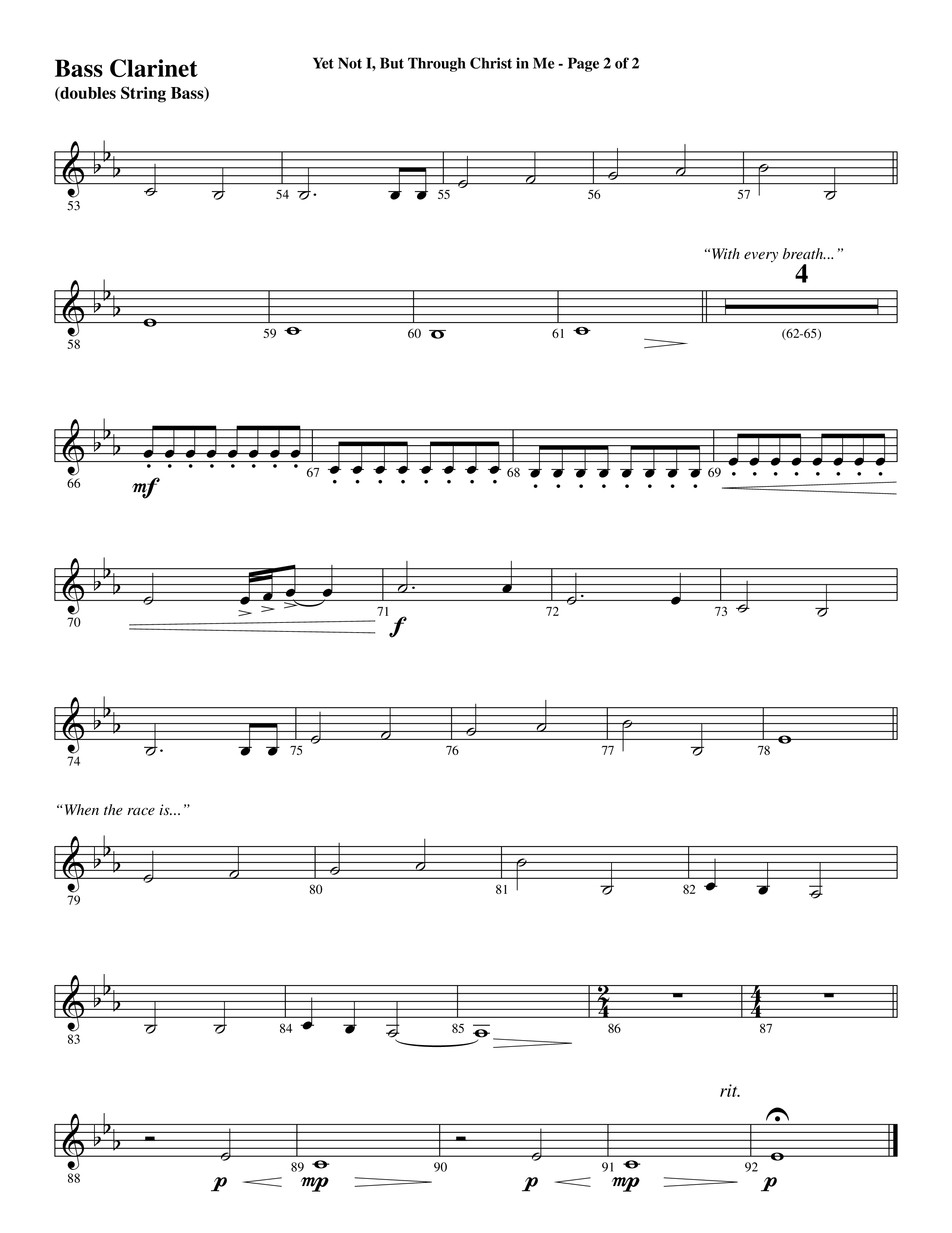 Yet Not I But Through Christ In Me (Choral Anthem SATB) Bass Clarinet (Word Music Choral / Arr. Tim Paul)