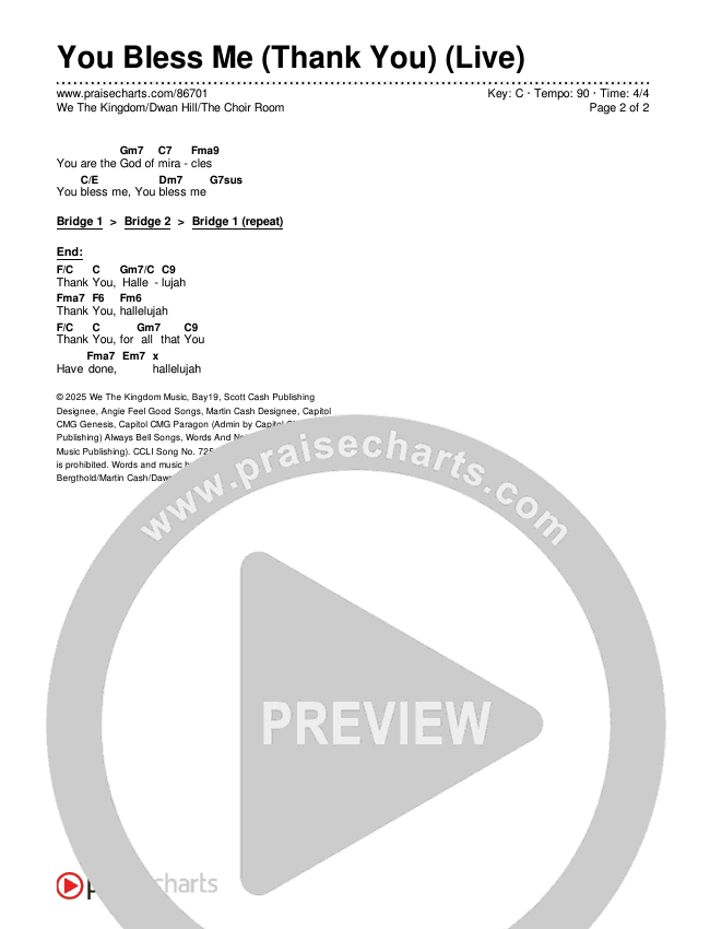 You Bless Me (Thank You) (Live) Chords & Lyrics (We The Kingdom / Dwan Hill / The Choir Room)
