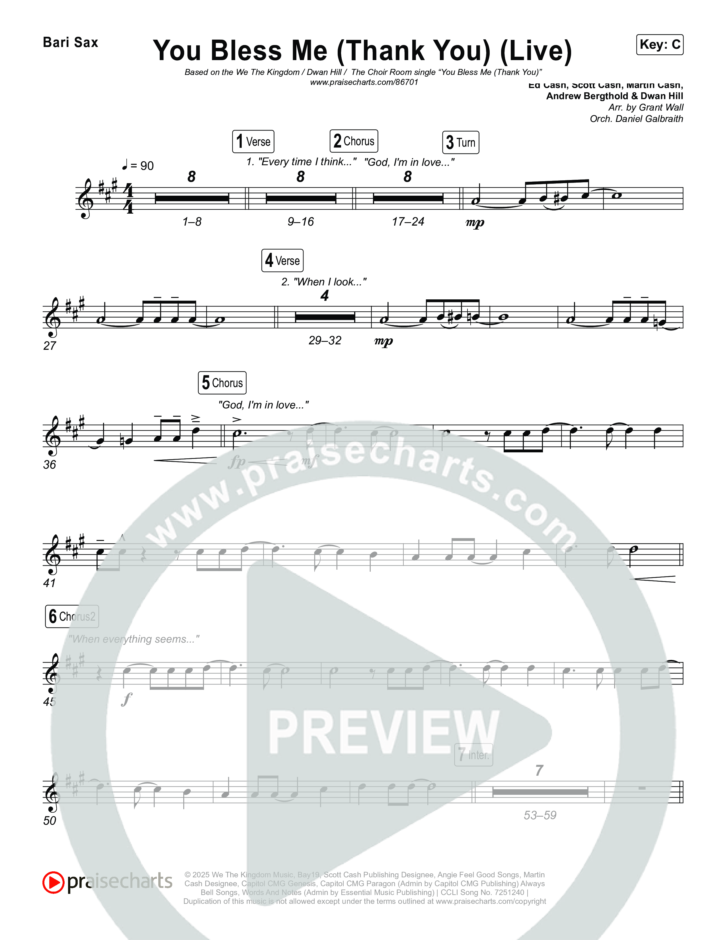 You Bless Me (Thank You) (Live) Bari Sax (We The Kingdom / Dwan Hill / The Choir Room)