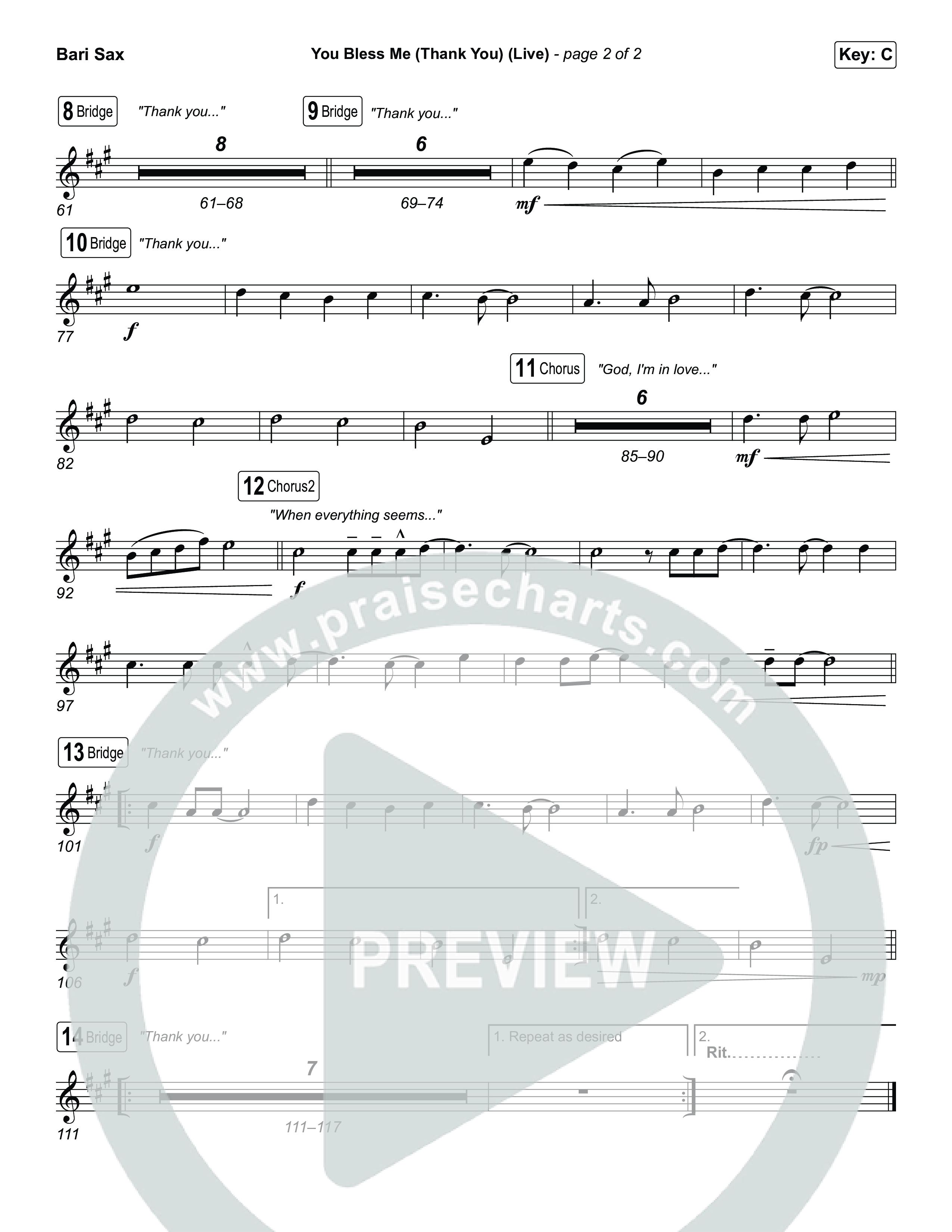 You Bless Me (Thank You) (Live) Bari Sax (We The Kingdom / Dwan Hill / The Choir Room)