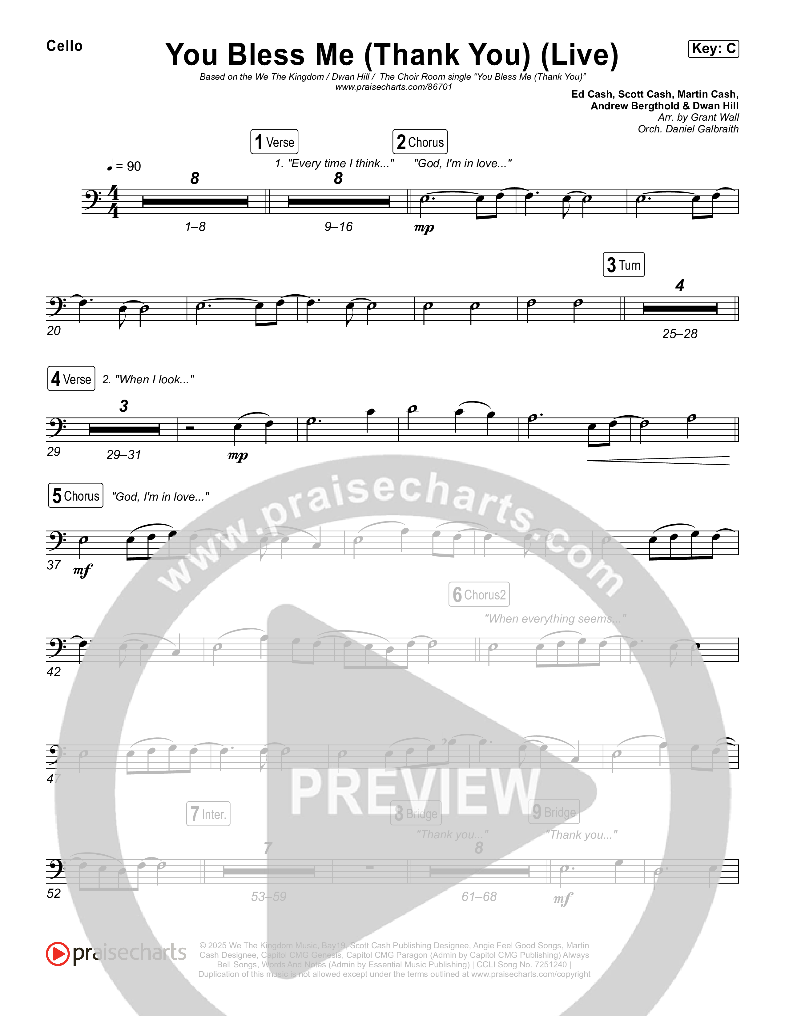 You Bless Me (Thank You) (Live) Cello (We The Kingdom / Dwan Hill / The Choir Room)