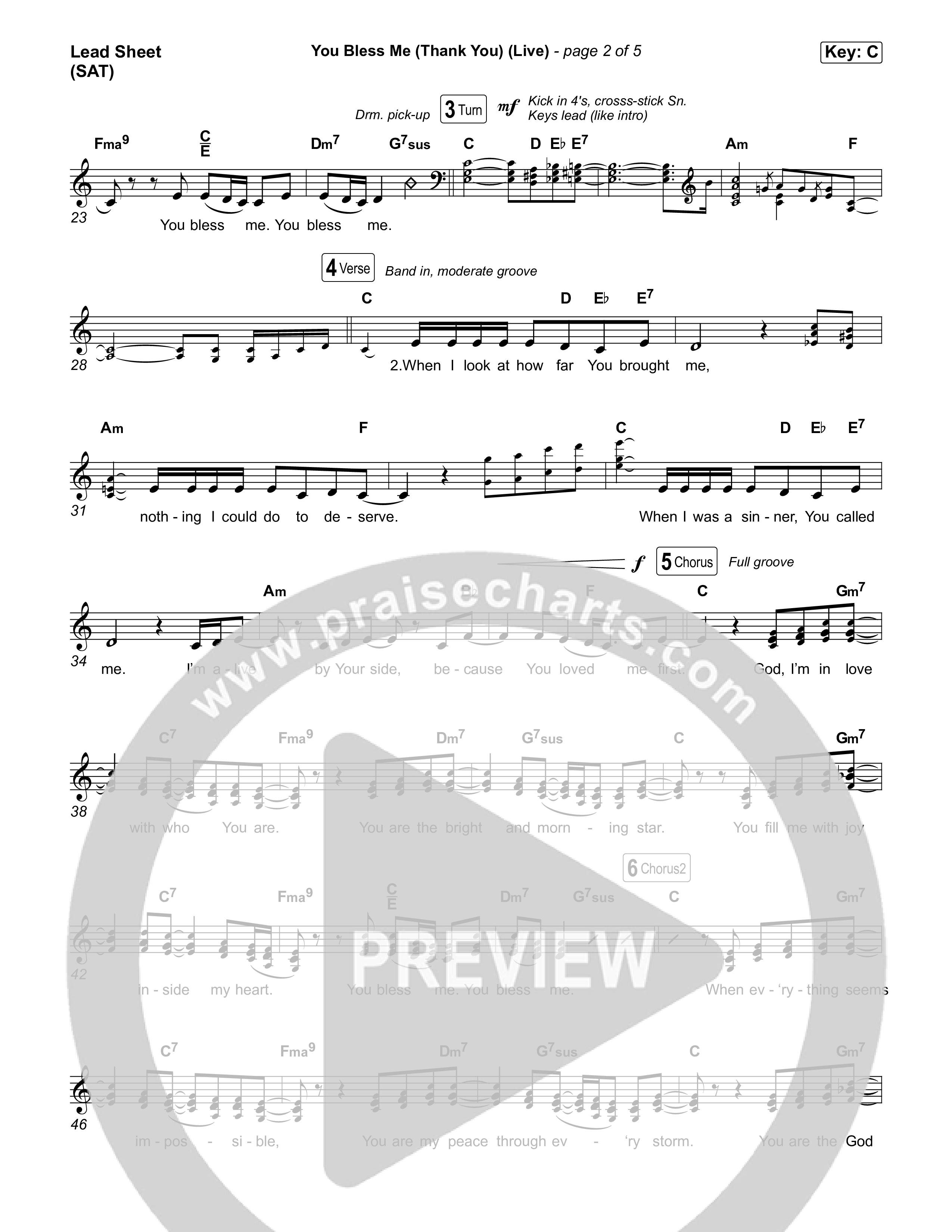 You Bless Me (Thank You) (Live) Lead Sheet (SAT) (We The Kingdom / Dwan Hill / The Choir Room)