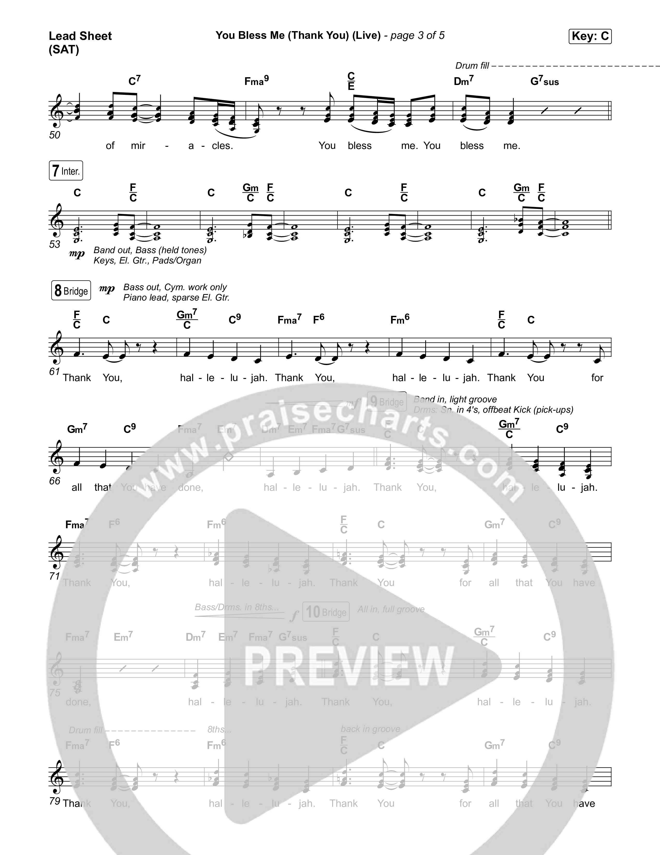 You Bless Me (Thank You) (Live) Lead Sheet (SAT) (We The Kingdom / Dwan Hill / The Choir Room)