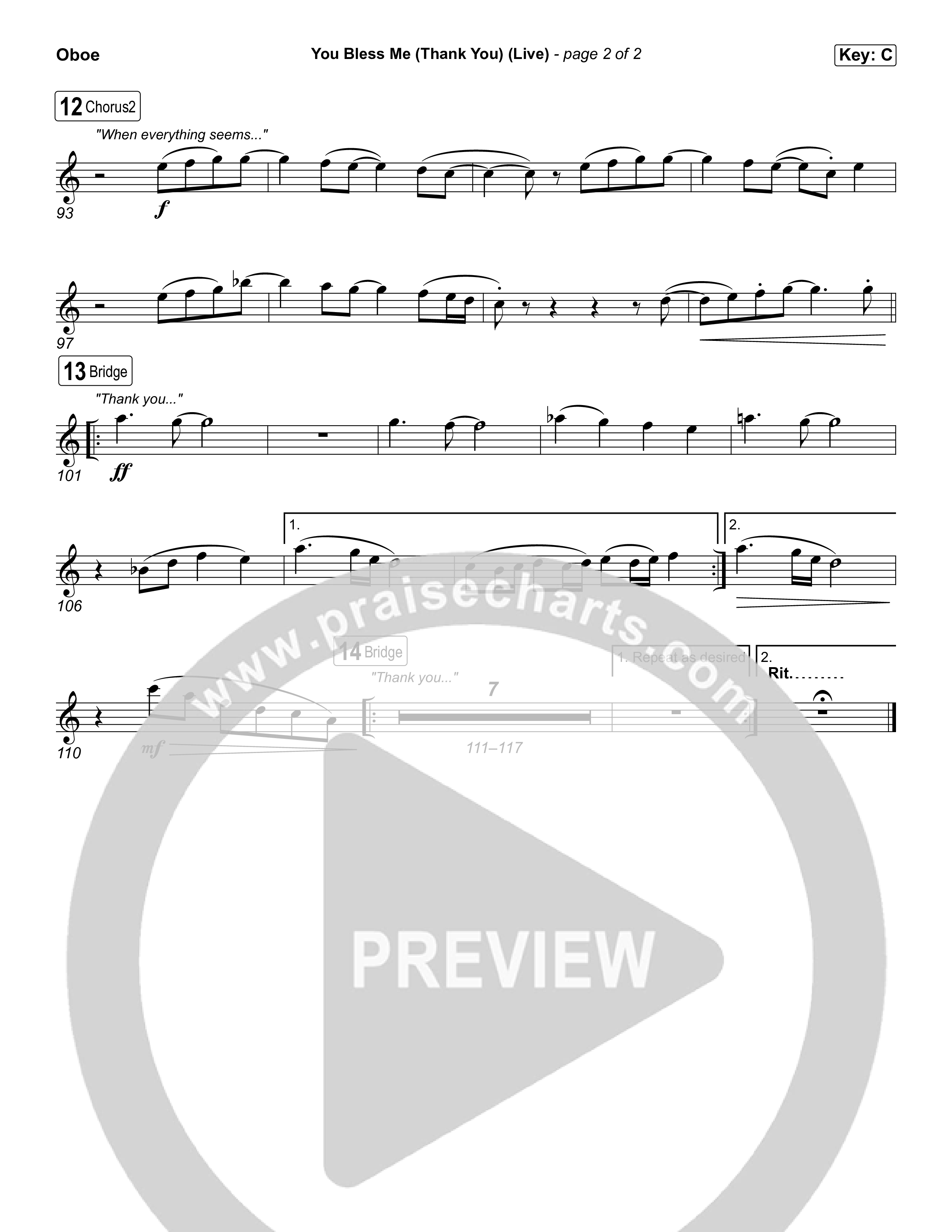 You Bless Me (Thank You) (Live) Oboe (We The Kingdom / Dwan Hill / The Choir Room)