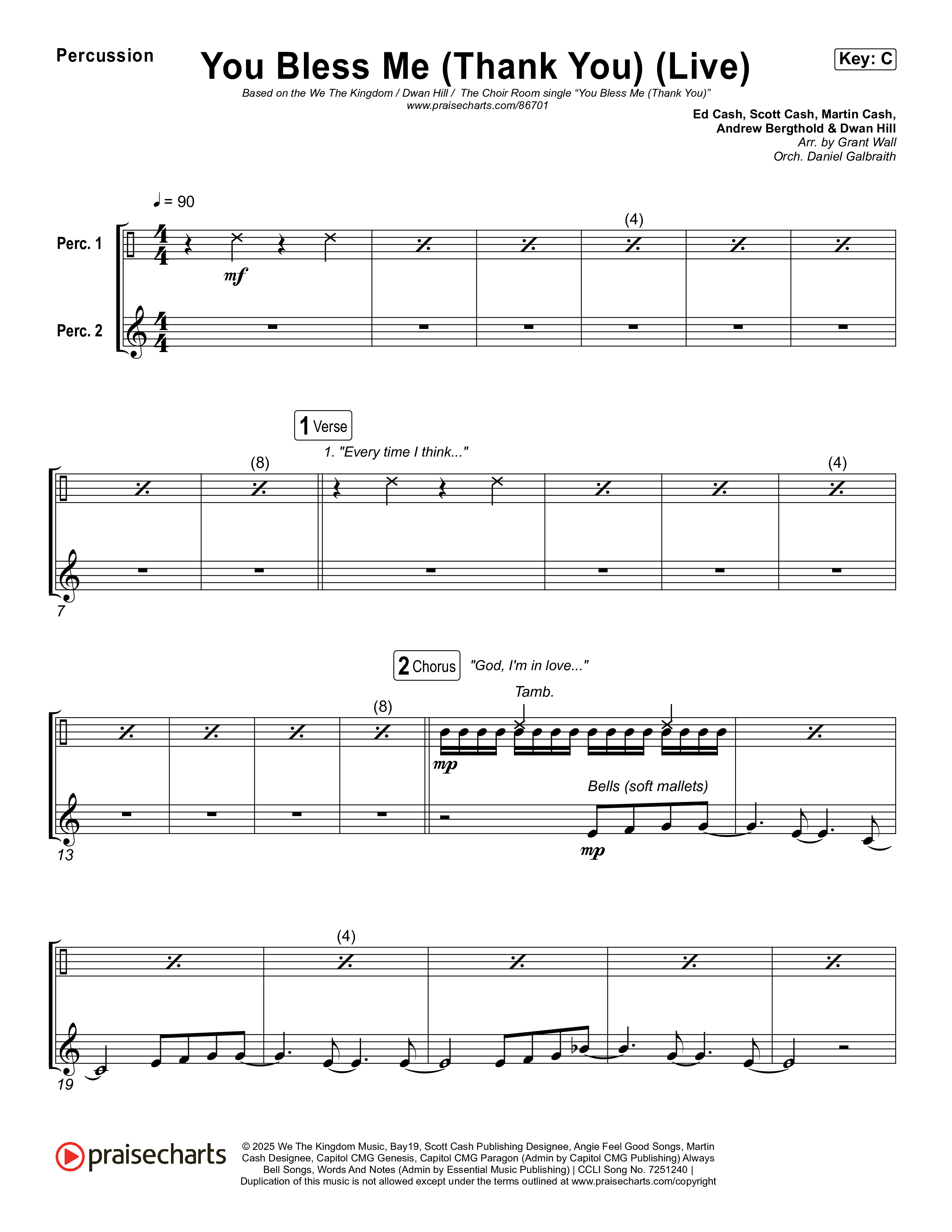 You Bless Me (Thank You) (Live) Percussion (We The Kingdom / Dwan Hill / The Choir Room)