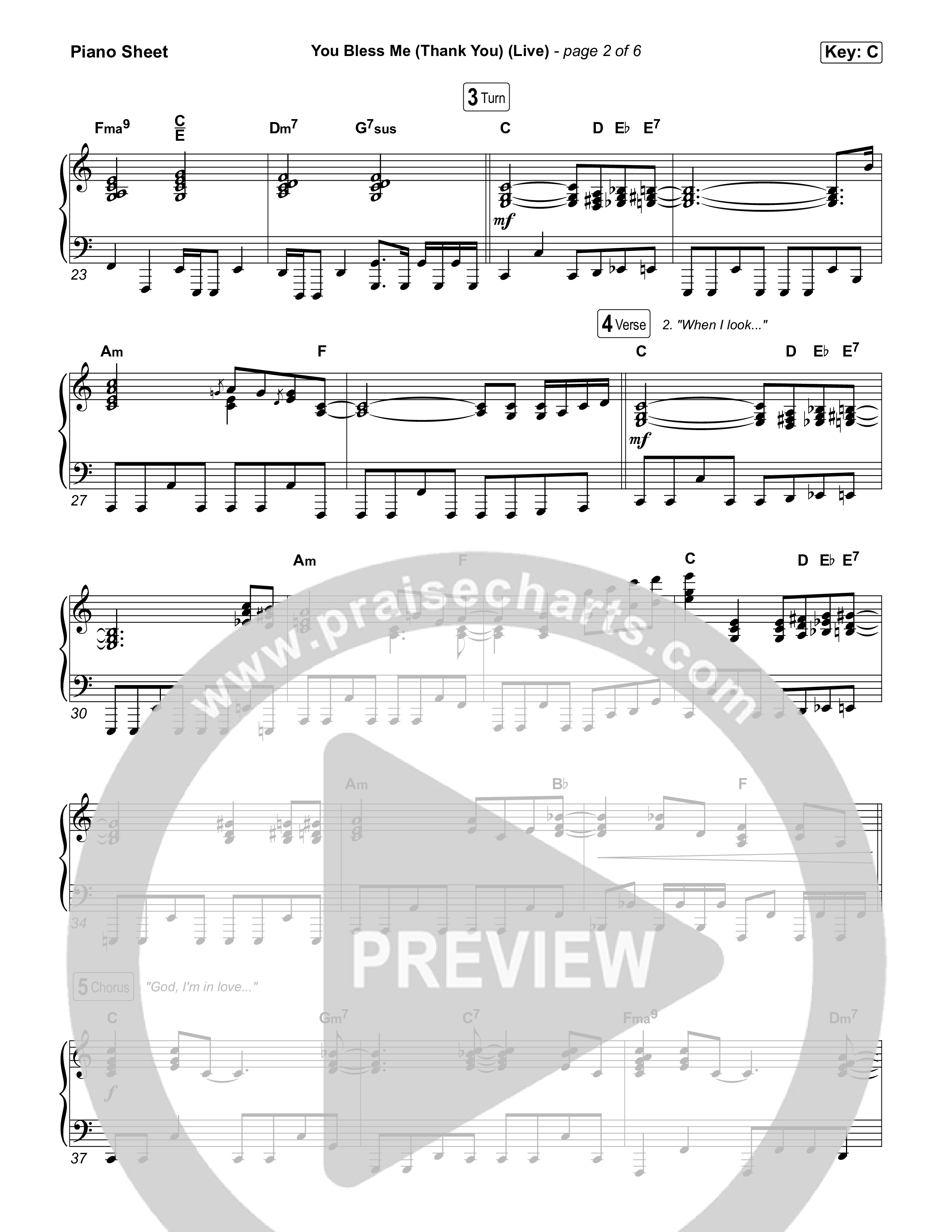 You Bless Me (Thank You) (Live) Piano Sheet (We The Kingdom / Dwan Hill / The Choir Room)